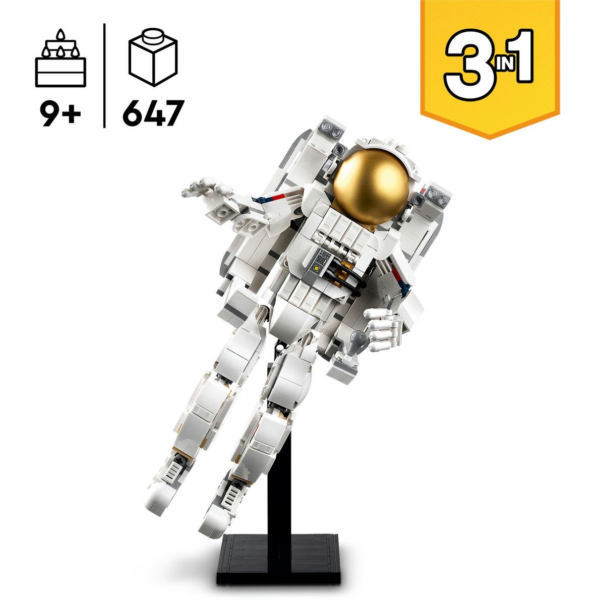 LEGO Creator 3en1 31152 L'Astronaute dans l'Espace, Jouet de Construction avec Chien et Navette Spatiale, Décoration