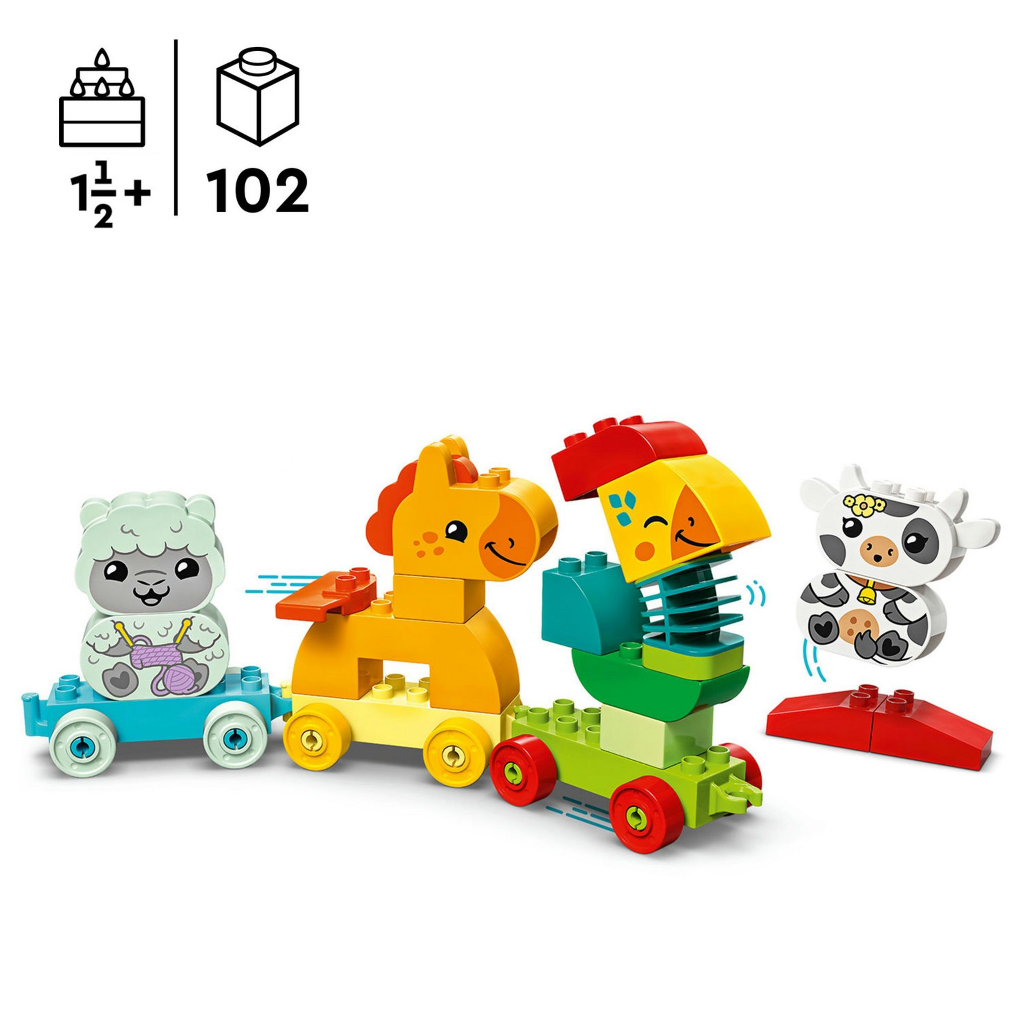 Voir la diapositive 3 : LEGO DUPLO My First 10412 Le Train des Animaux, Jouet à Roues pour Enfants, Animaux Créatifs à Construire