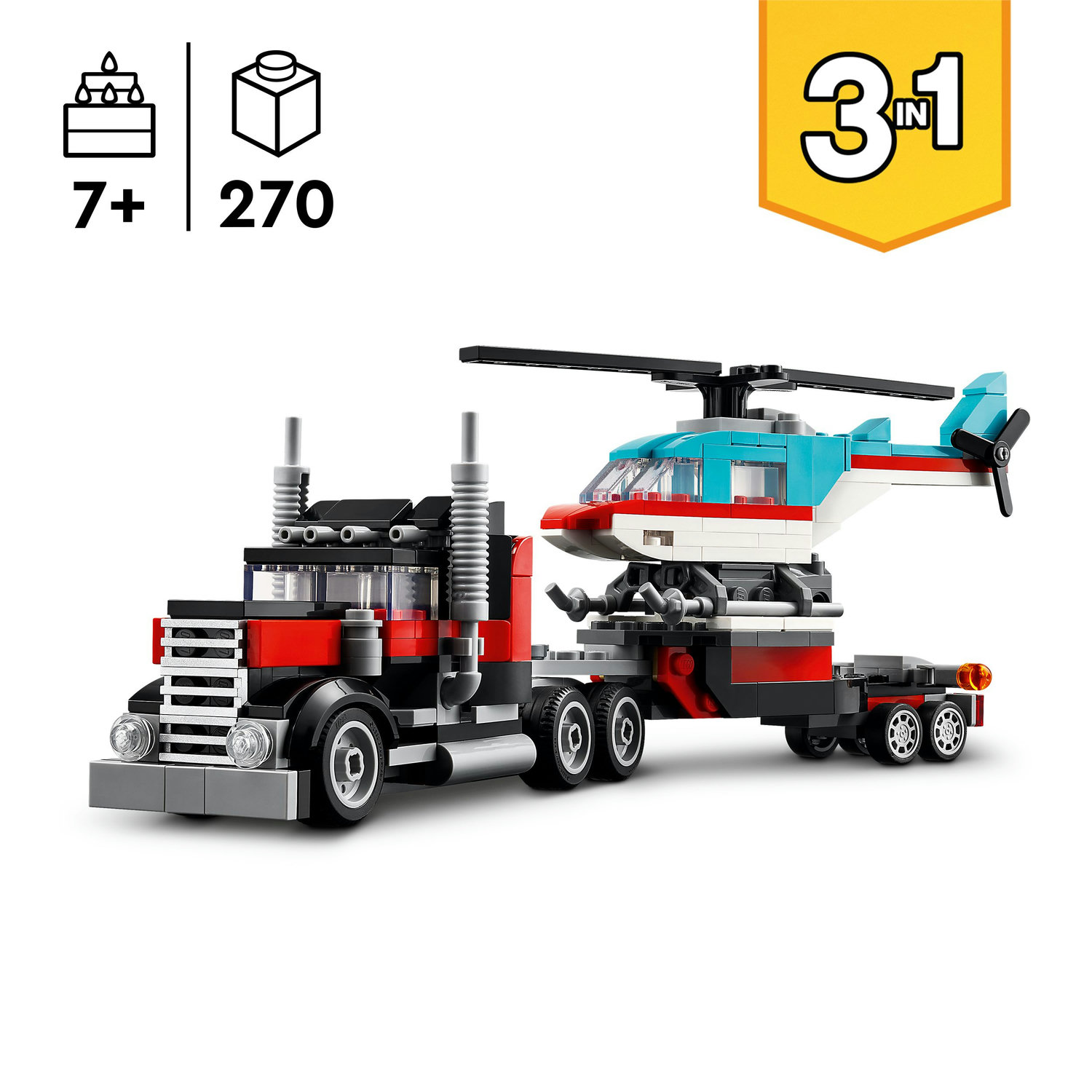 Voir la diapositive 4 : LEGO LEGO Creator 3en1  31146 Le Camion Remorque avec Hélicoptère, Jouet d'Hélicoptère et Camion, Avion et Camion-Citerne