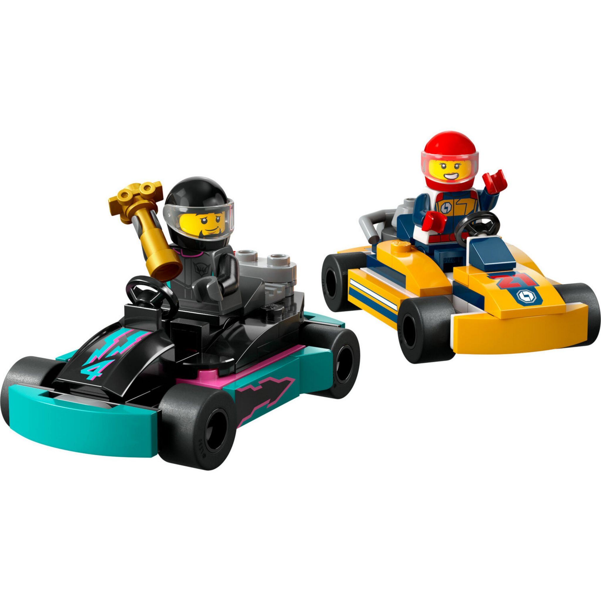 Voir la diapositive 2 : LEGO City 60400 Les Karts et les Pilotes de Course, Jouet avec 2 Karting, avec 2 Minifigurines de Pilotes de Voitures