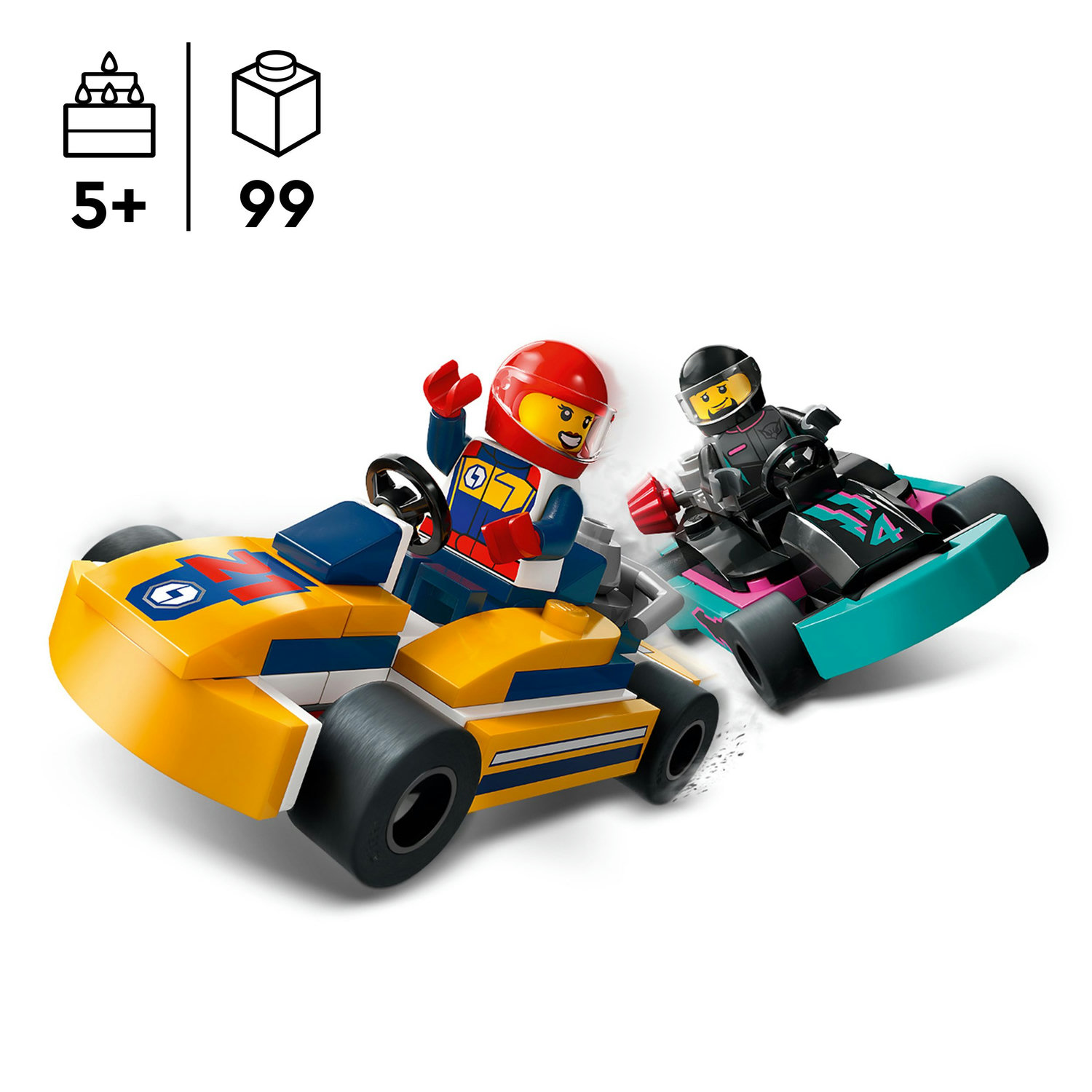 Voir la diapositive 3 : LEGO LEGO 60400 City Les Karts et les Pilotes de Course, Jouet avec 2 Karting, avec 2 Minifigurines de Pilotes de Voitures