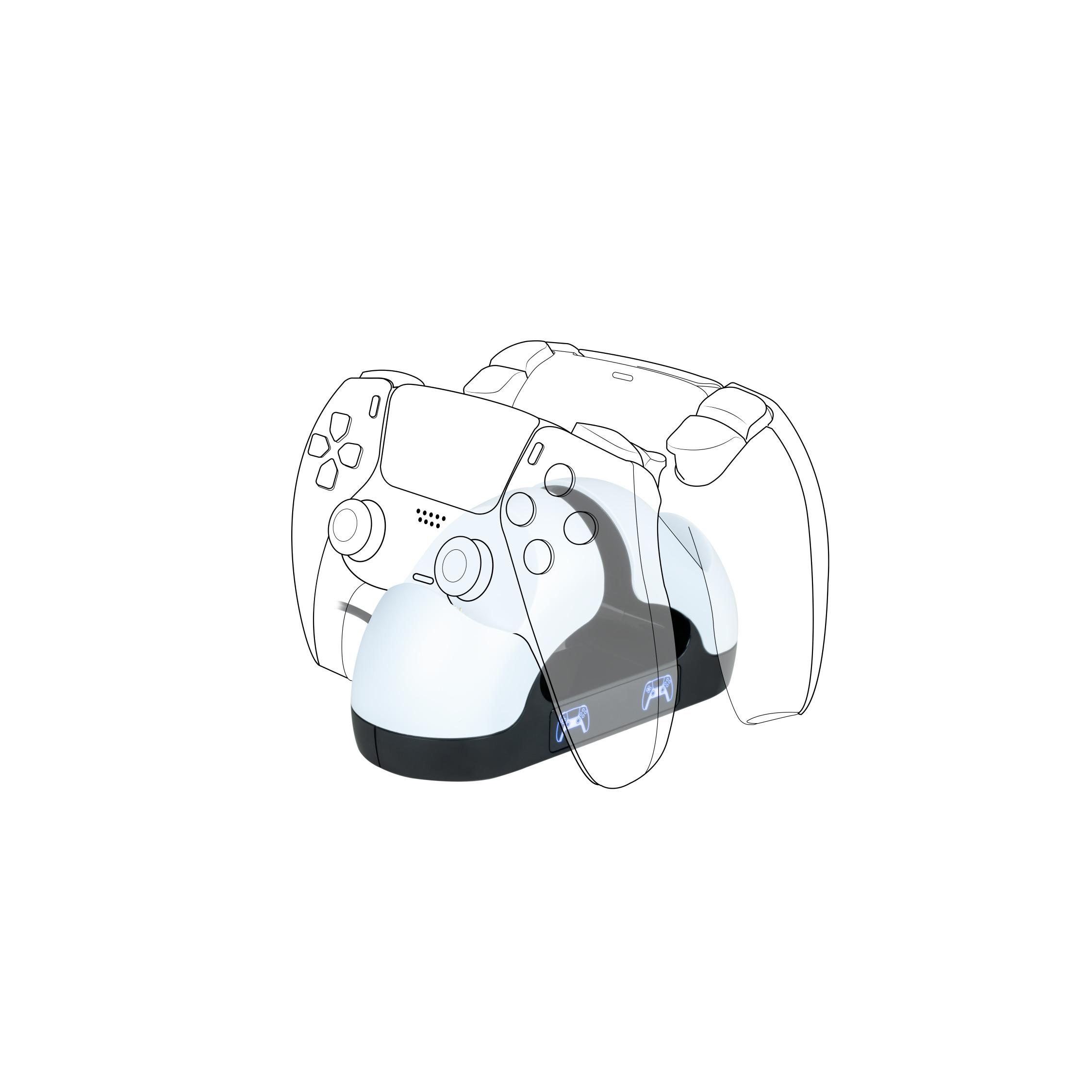 Voir la diapositive 2 : BIGBEN Double station de charge V3 pour manettes DualSense PS5 Noir et blanc