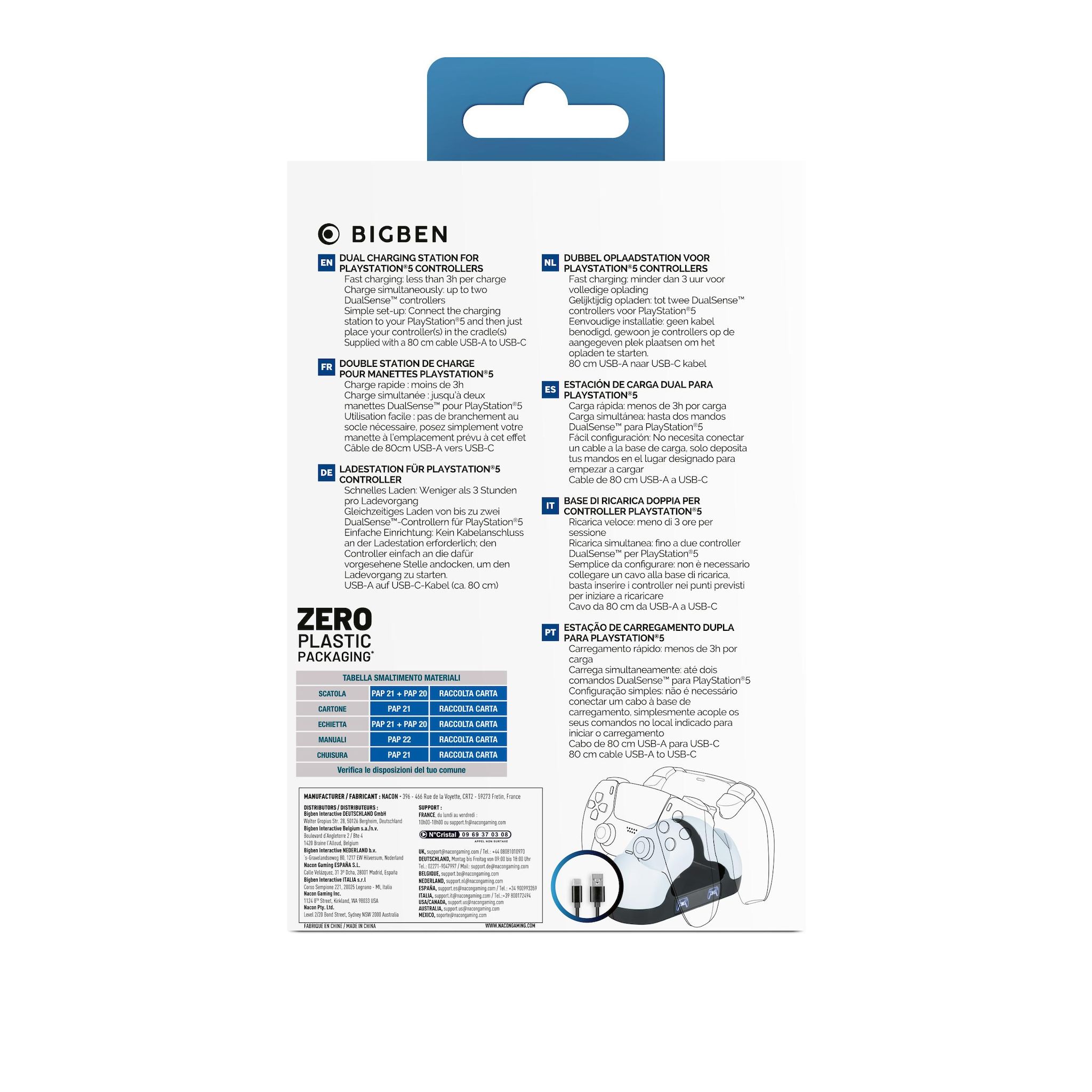 Voir la diapositive 3 : BIGBEN Double station de charge V3 pour manettes DualSense PS5 Noir et blanc