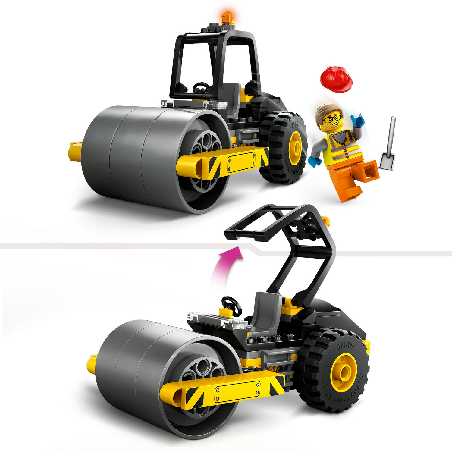 Voir la diapositive 4 : LEGO City 60401 Le Rouleau Compresseur de Chantier, Maquette de Jouet de Camion avec Minifigurines d'Ouvrier