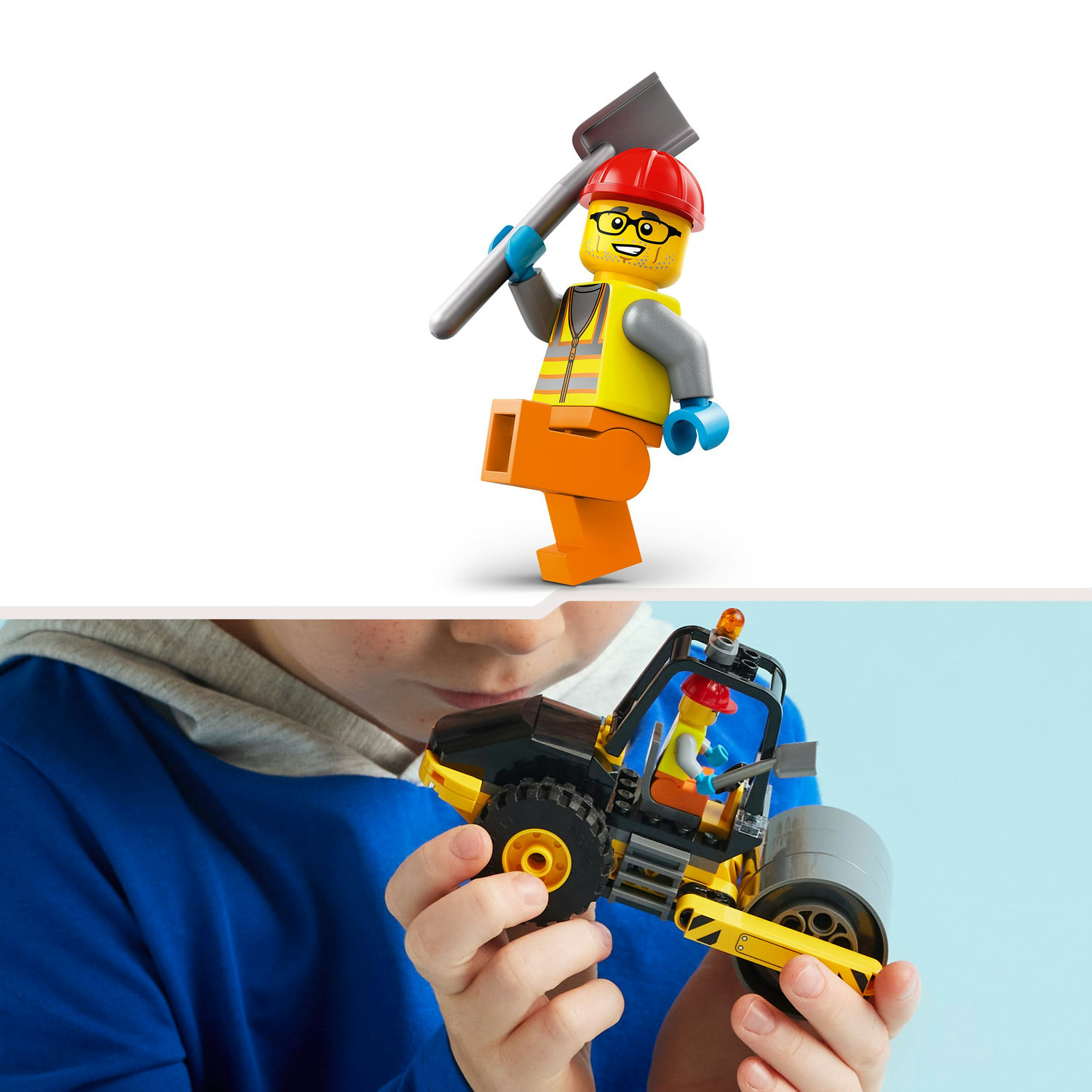 Voir la diapositive 5 : LEGO City 60401 Le Rouleau Compresseur de Chantier, Maquette de Jouet de Camion avec Minifigurines d'Ouvrier
