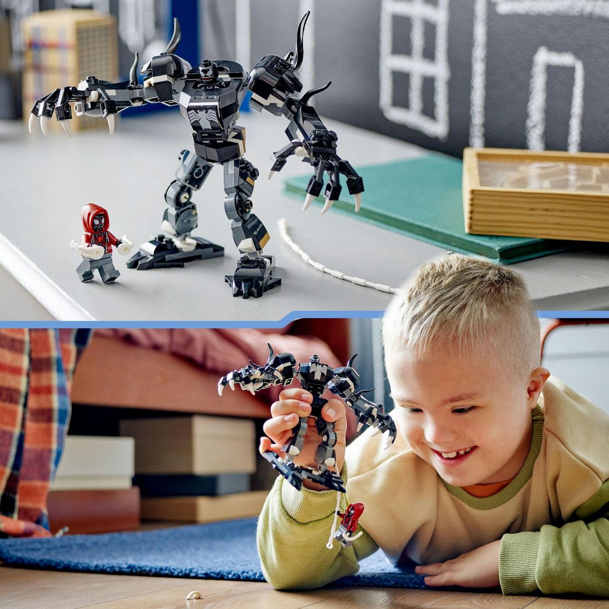 LEGO Marvel 76276 L'Armure Robot de Venom contre Miles Morales, Jouet de Construction avec Minifigurines