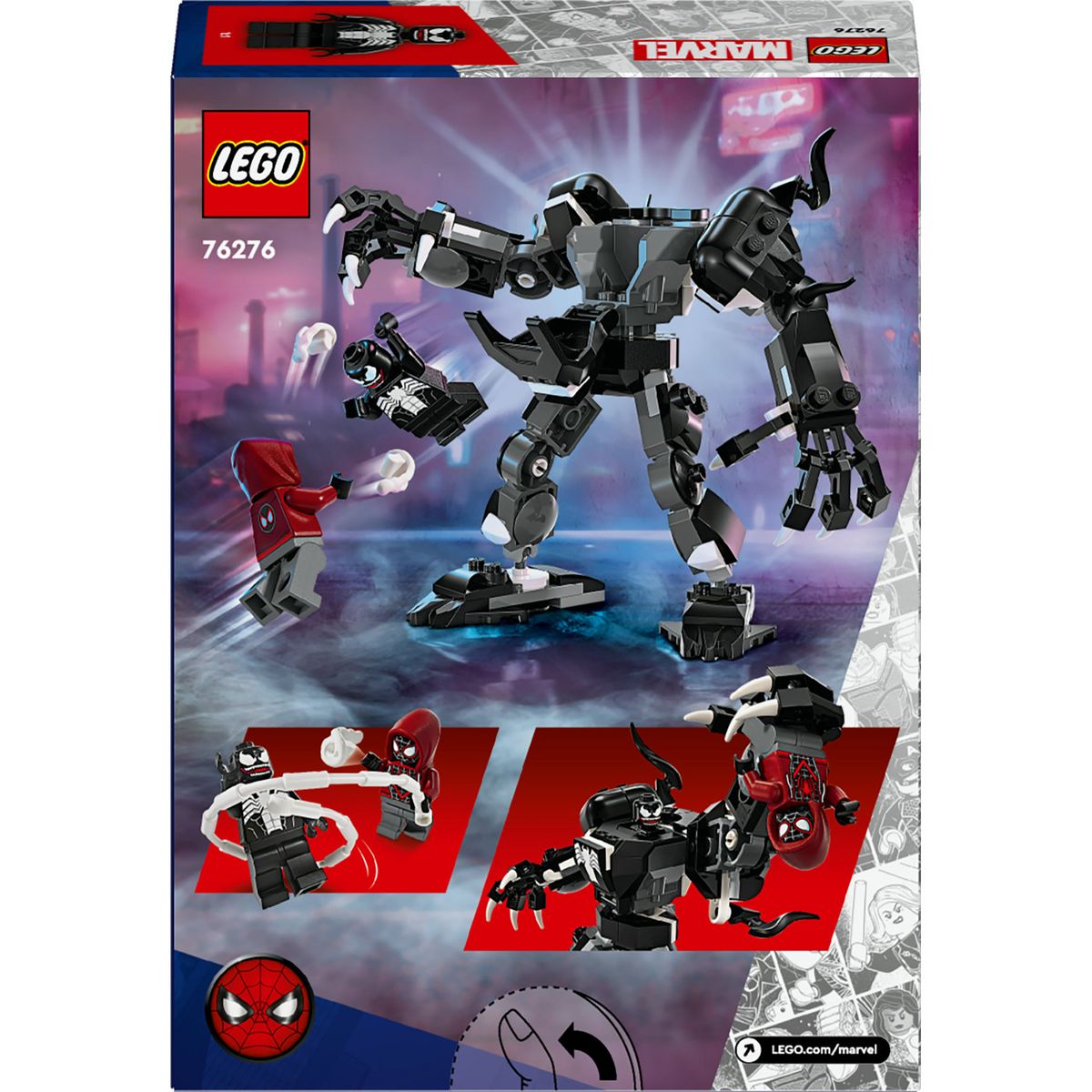 LEGO Marvel 76276 L'Armure Robot de Venom contre Miles Morales, Jouet de Construction avec Minifigurines