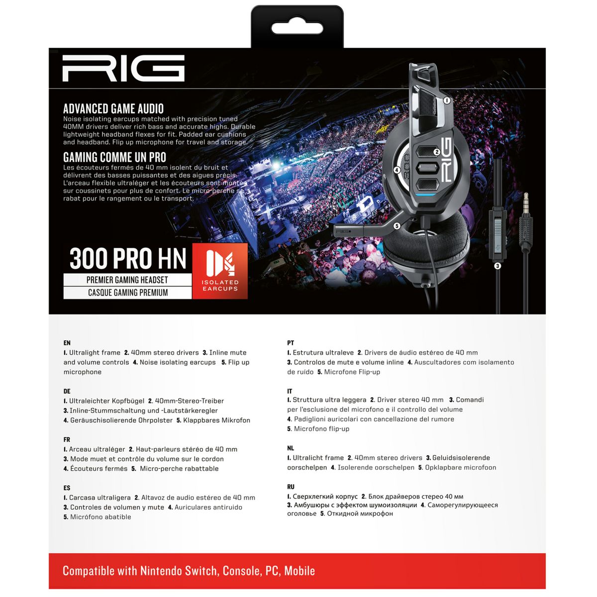 Casque Premium Gaming Filaire 300 Pro HN Noir Nintendo Switch