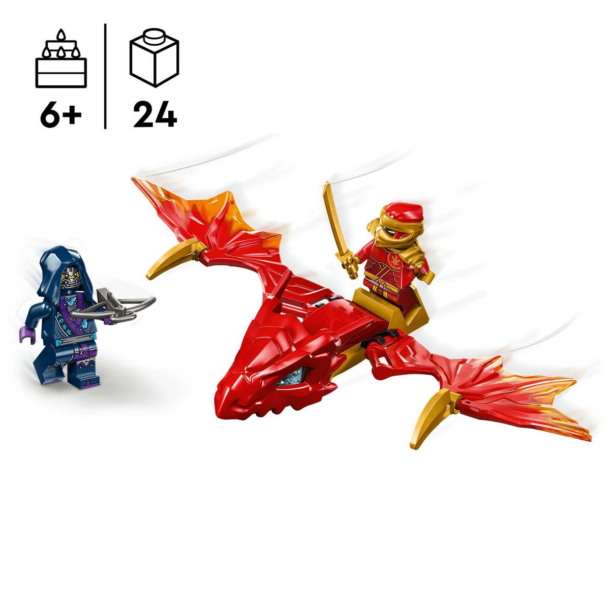 LEGO NINJAGO 71801 L'Attaque du Dragon Rebelle de Kai, Jouet Ninja de Dragon et Figurines incluant Kai avec Mini-Katana