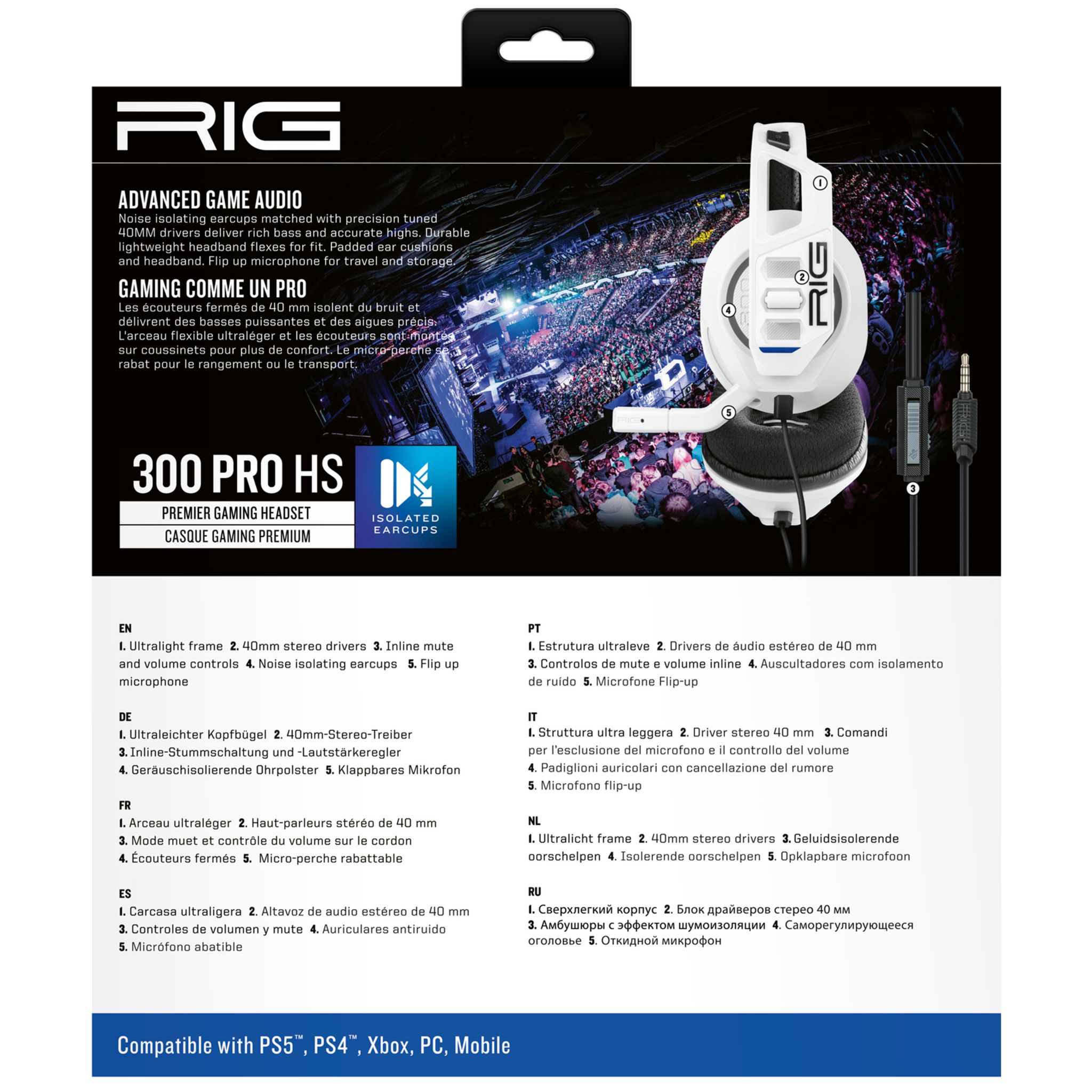 Voir la diapositive 4 : Casque Premium Gaming Filaire 300 Pro HS Blanc PS5