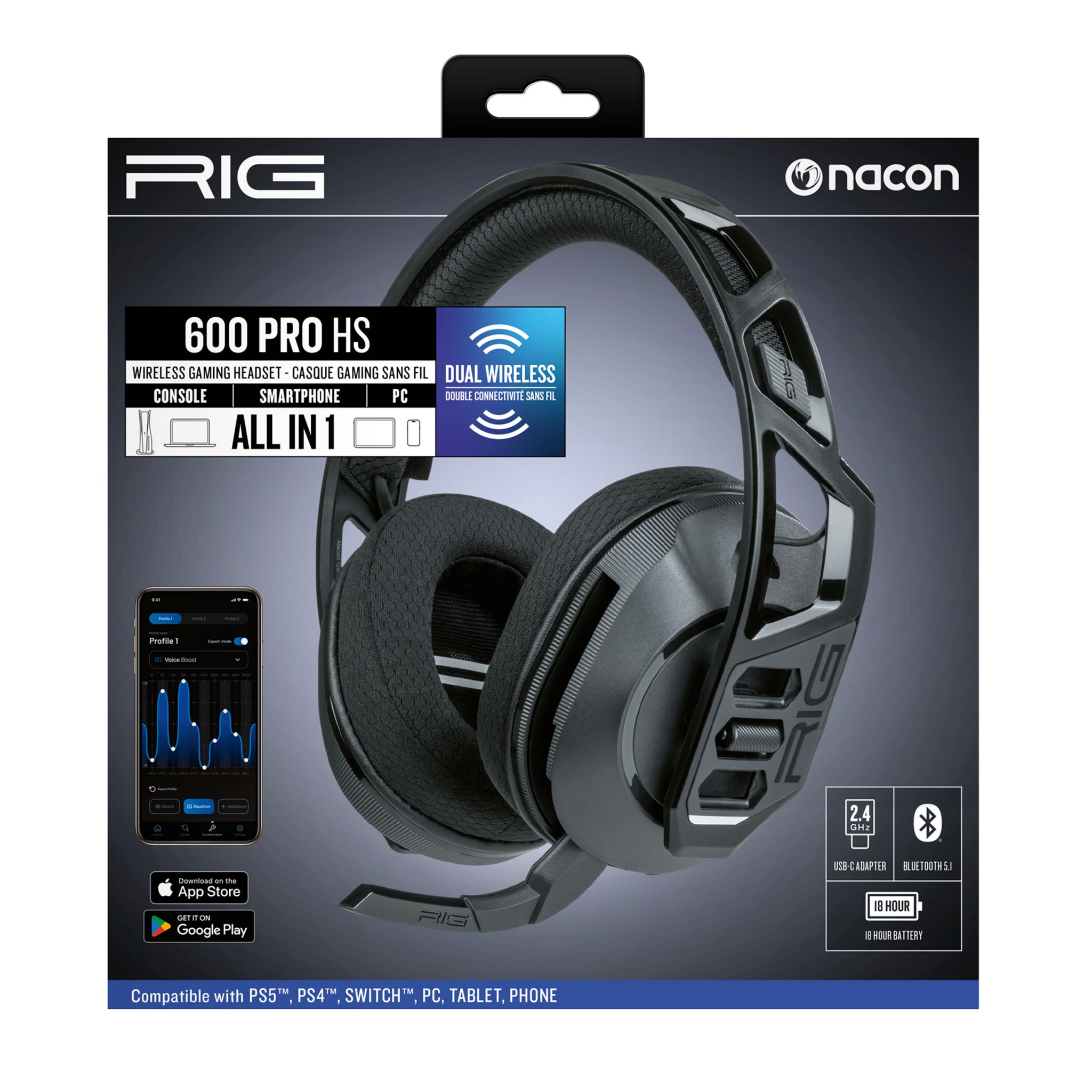 Voir la diapositive 2 : Casque Sans Fil Gaming RIG 600 Pro HS Noir PS5/PS4