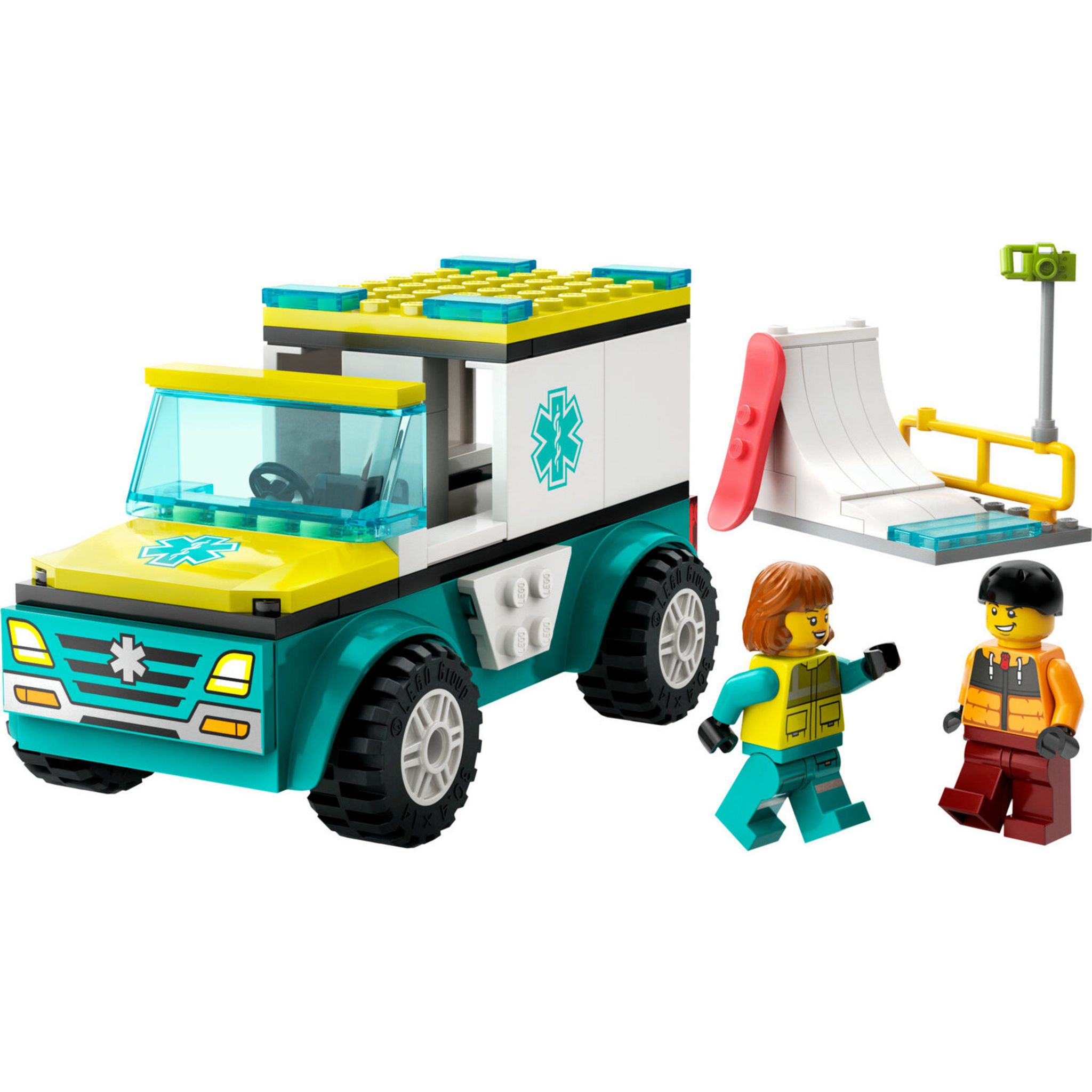Voir la diapositive 2 : LEGO City 60403 L'Ambulance de Secours et le Snowboardeur, Jeu Enfants avec Jouet de Véhicule Médical et Minifigurines