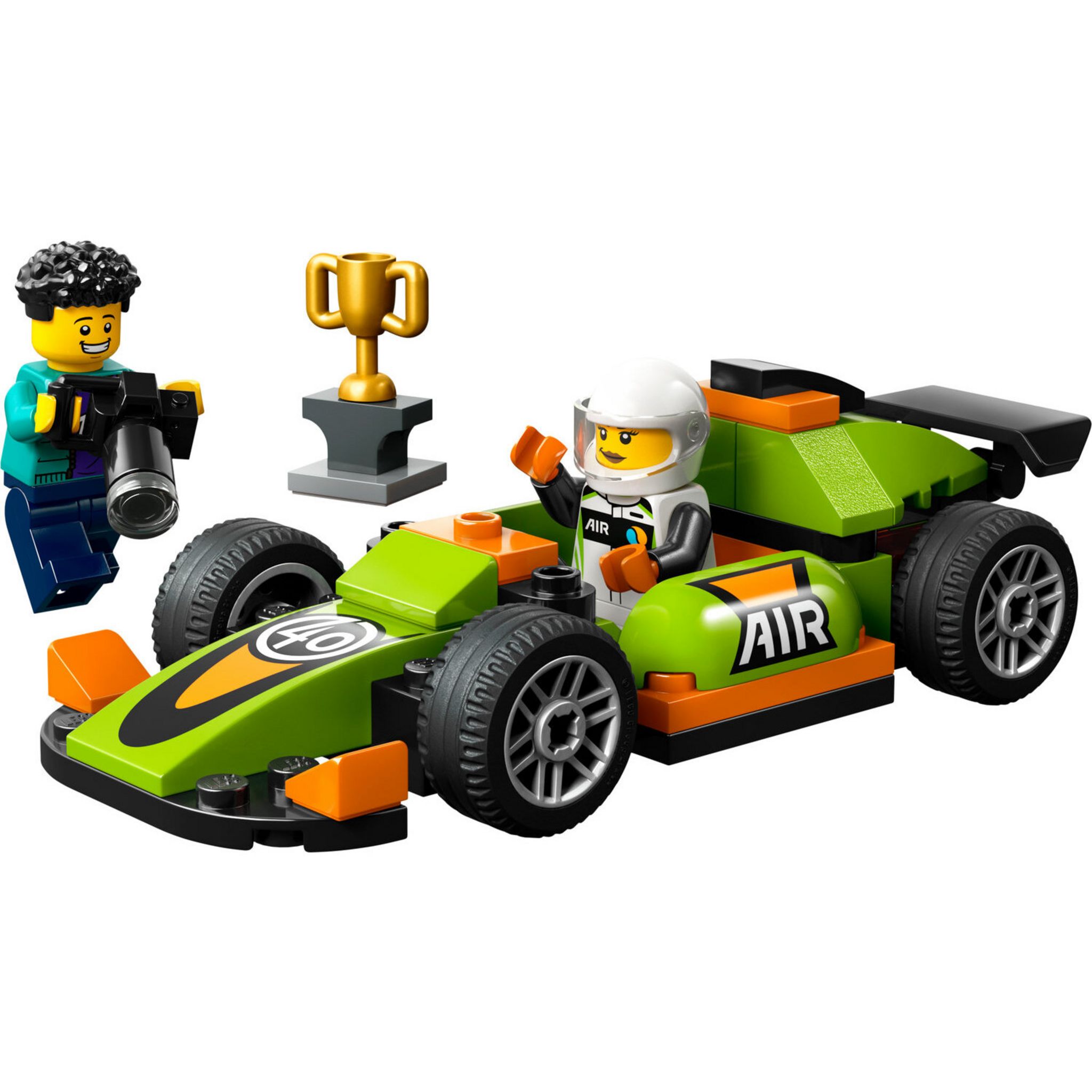 Voir la diapositive 2 : LEGO City 60399 La Voiture de Course Verte, Jouet pour Garçons et Filles Dès 4 Ans, avec Photographe et Pilote