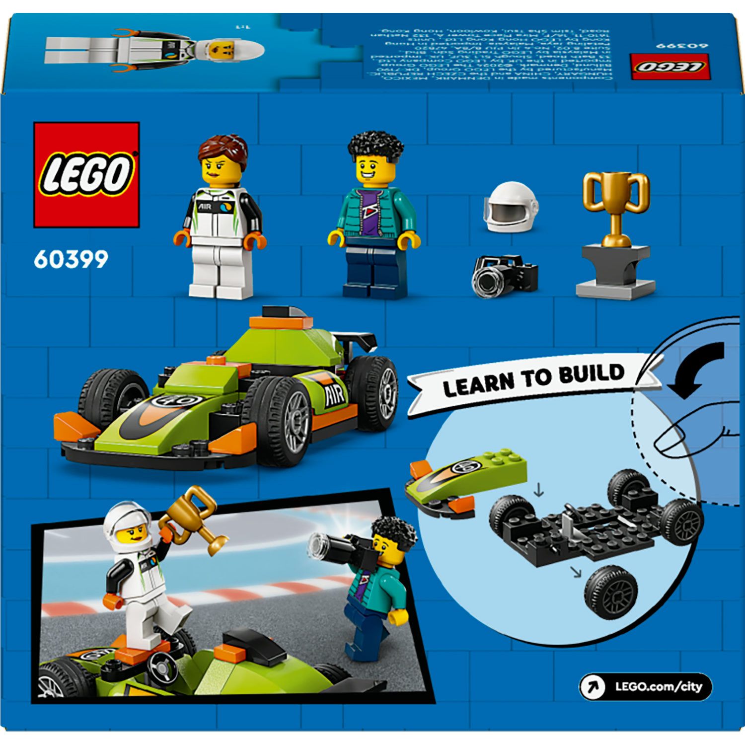 Voir la diapositive 8 : LEGO City 60399 La Voiture de Course Verte, Jouet pour Garçons et Filles Dès 4 Ans, avec Photographe et Pilote
