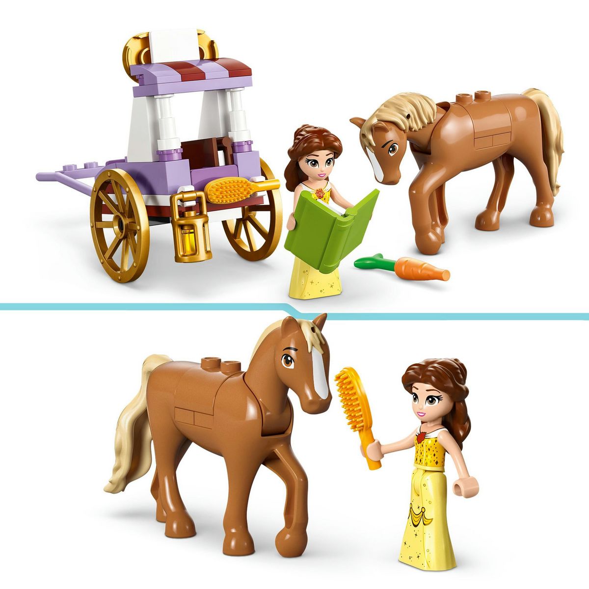 LEGO Disney Princess 43233 L'Histoire de Belle - La Calèche, Jouet avec Mini Poupée Princesse, La Belle et la Bête