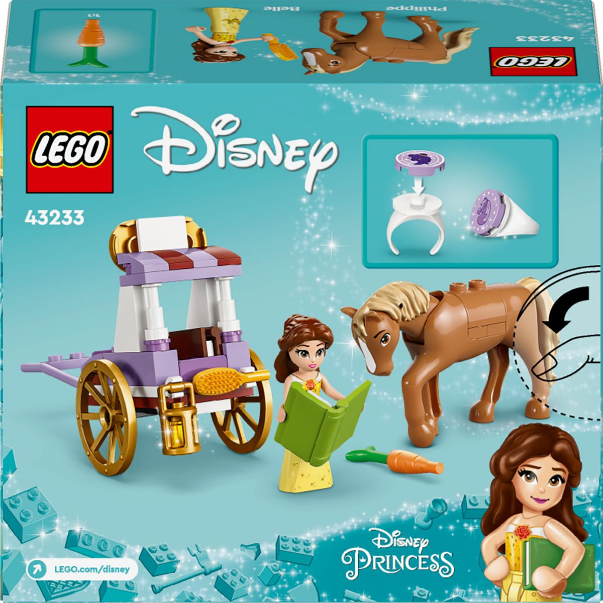 LEGO Disney Princess 43233 L'Histoire de Belle - La Calèche, Jouet avec Mini Poupée Princesse, La Belle et la Bête