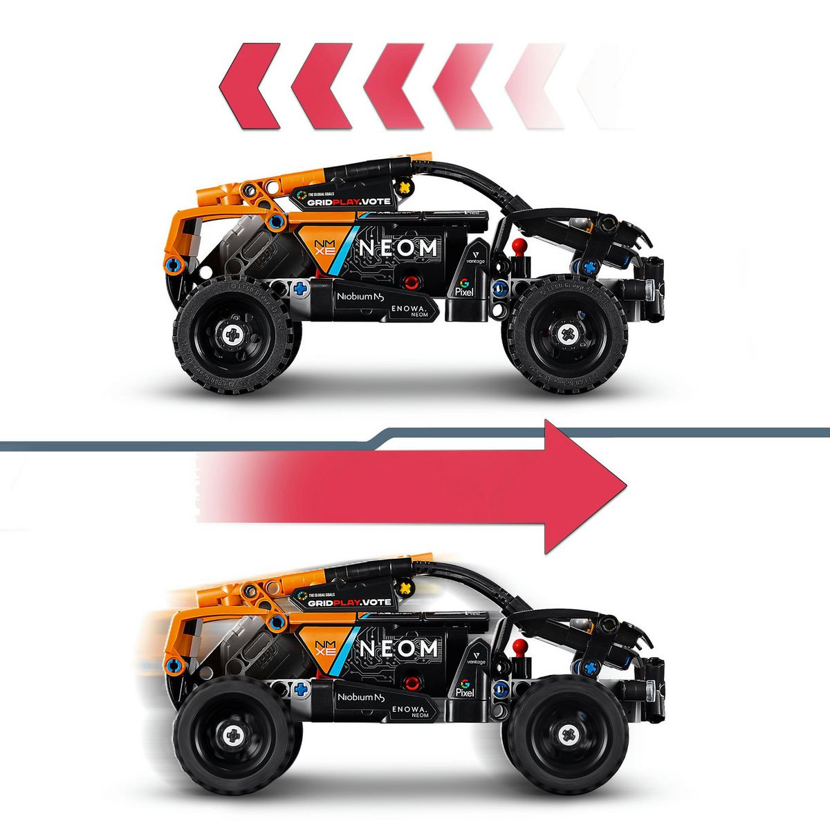 LEGO Technic 42166 NEOM McLaren Extreme E Race Car, Jouet de Voiture à Rétrofriction pour Enfants, à Construire