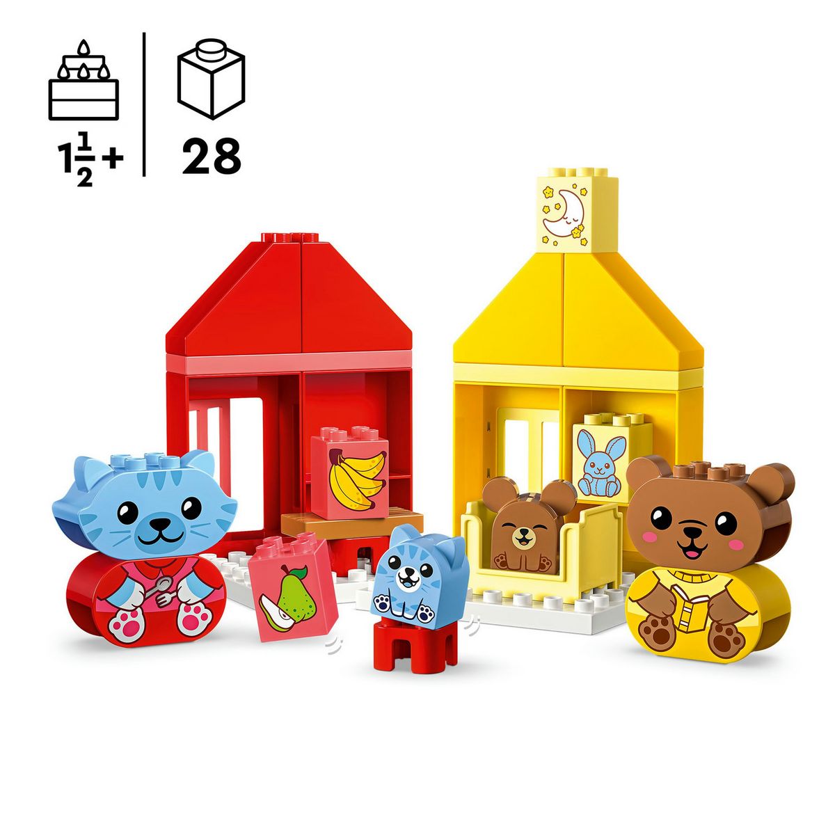 LEGO DUPLO My First 10414 Mes Rituels Quotidiens - Le Repas et le Coucher, Jouet Social, 4 Figurines Animales