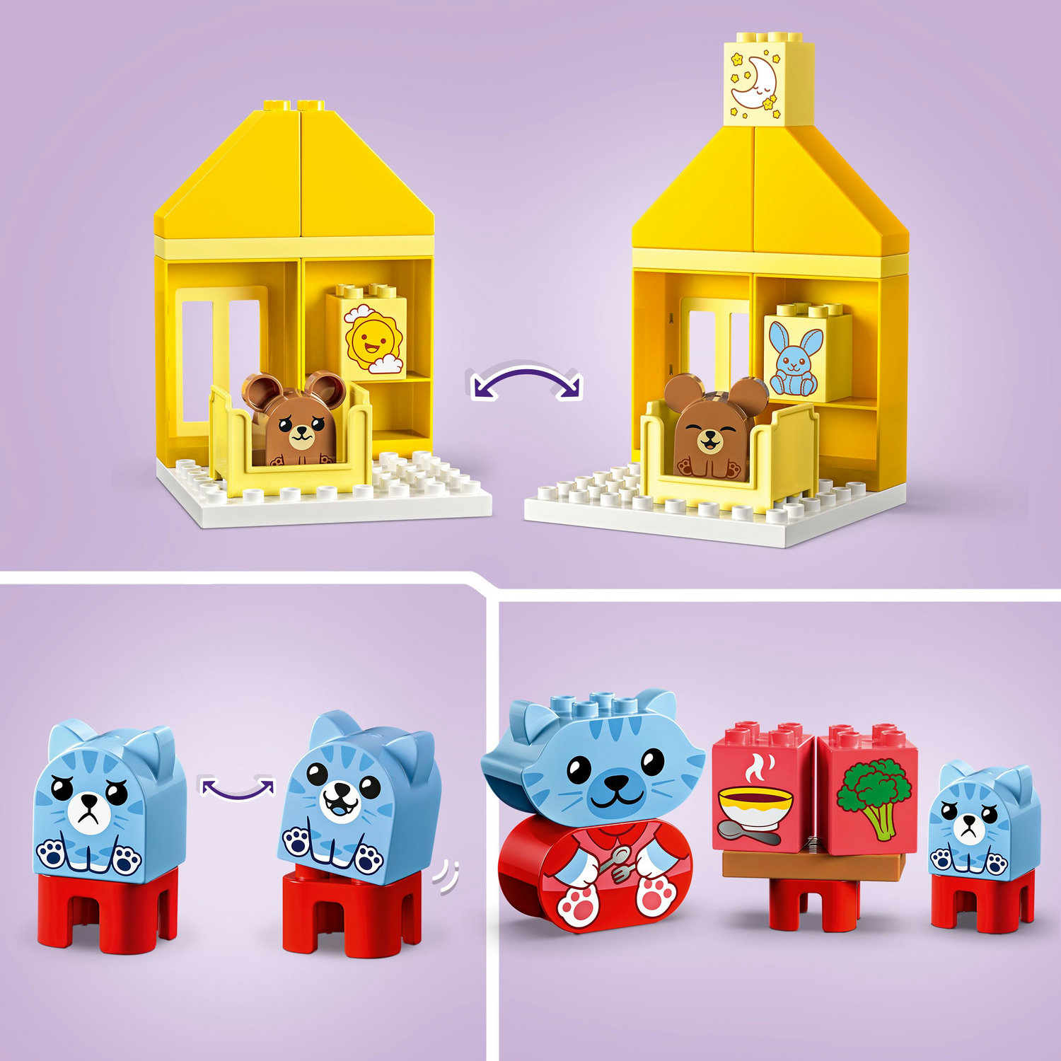 Voir la diapositive 4 : LEGO DUPLO My First 10414 Mes Rituels Quotidiens - Le Repas et le Coucher, Jouet Social, 4 Figurines Animales