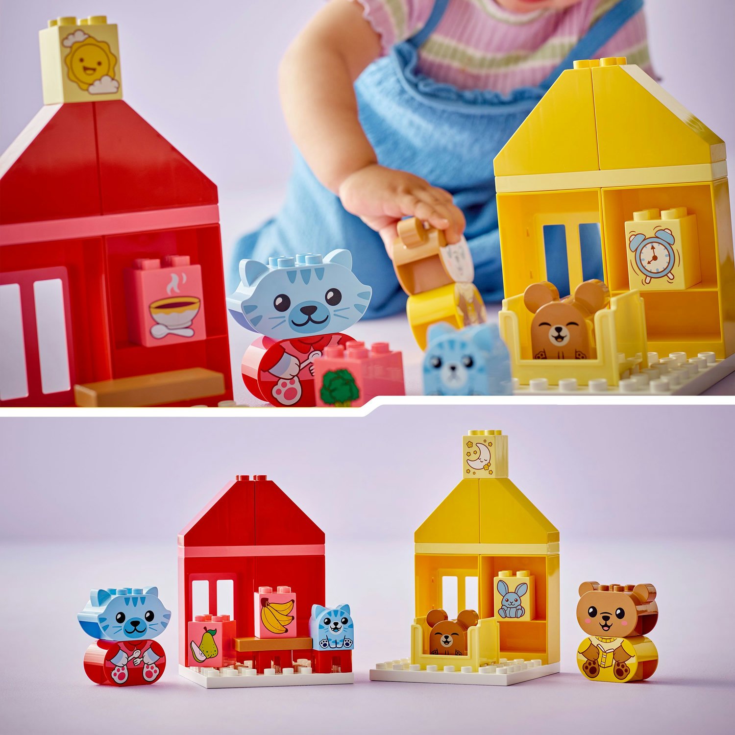 Voir la diapositive 5 : LEGO DUPLO My First 10414 Mes Rituels Quotidiens - Le Repas et le Coucher, Jouet Social, 4 Figurines Animales