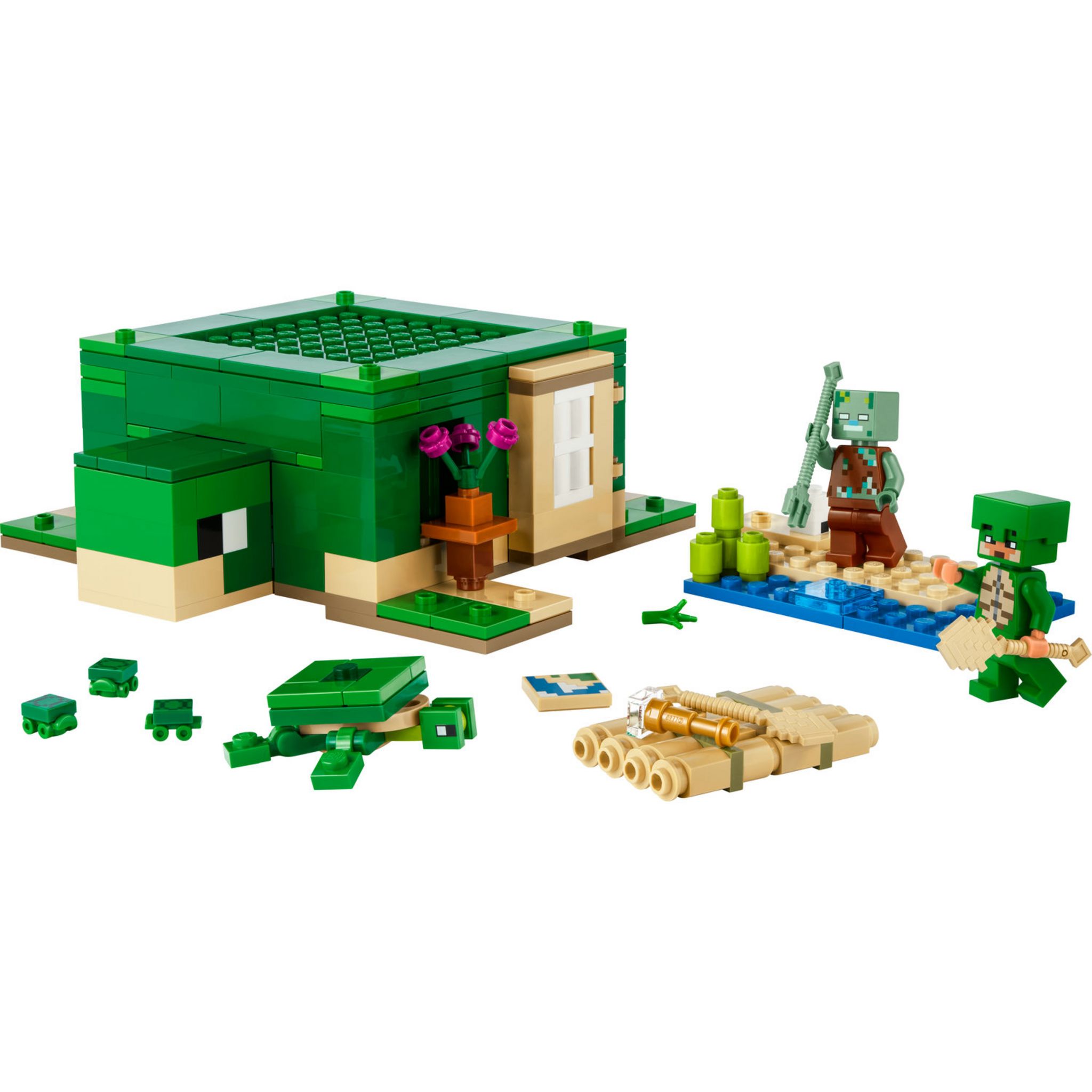 Voir la diapositive 2 : LEGO Minecraft 21254 La Maison de la Plage de la Tortue, Jouet avec Accessoires, Minifigurines des Personnages du Jeu Vidéo