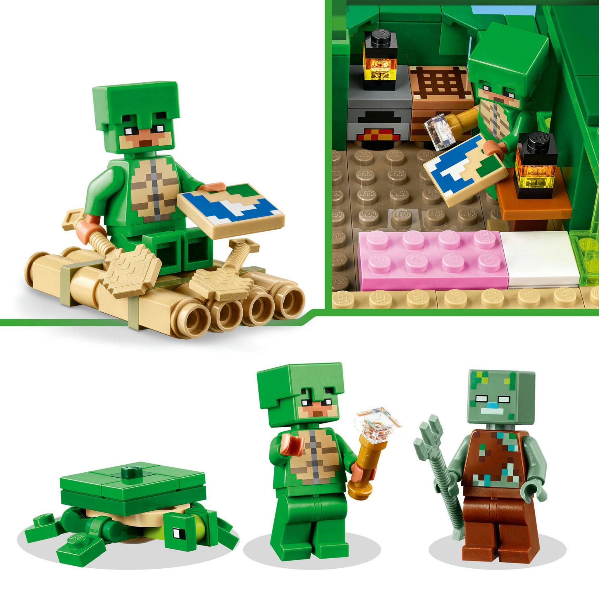 Voir la diapositive 5 : LEGO Minecraft 21254 La Maison de la Plage de la Tortue, Jouet avec Accessoires, Minifigurines des Personnages du Jeu Vidéo