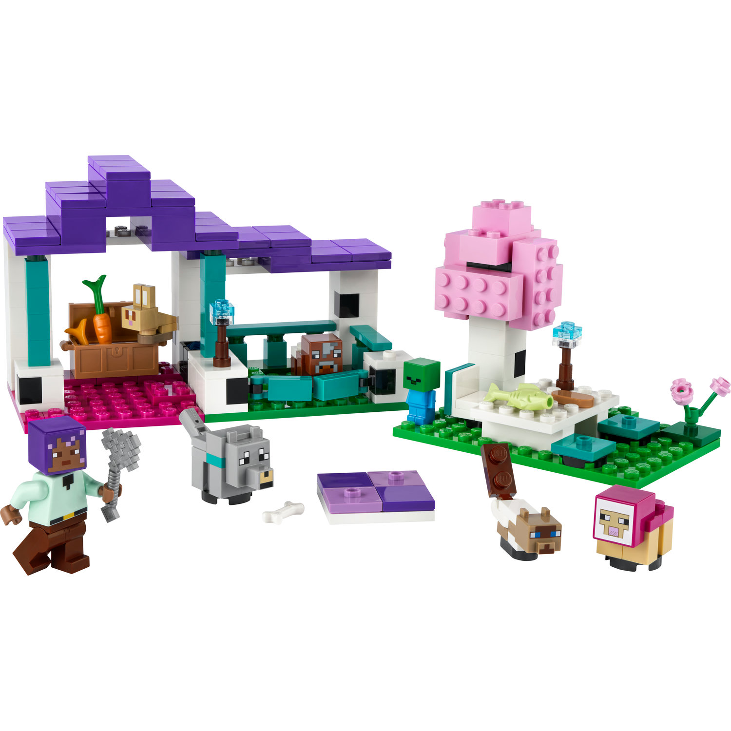 Voir la diapositive 2 : LEGO Minecraft 21253 Le Sanctuaire Animalier, Jouet de Biome Plaine, Minifigurines de Personnages et Figurines d'Animaux