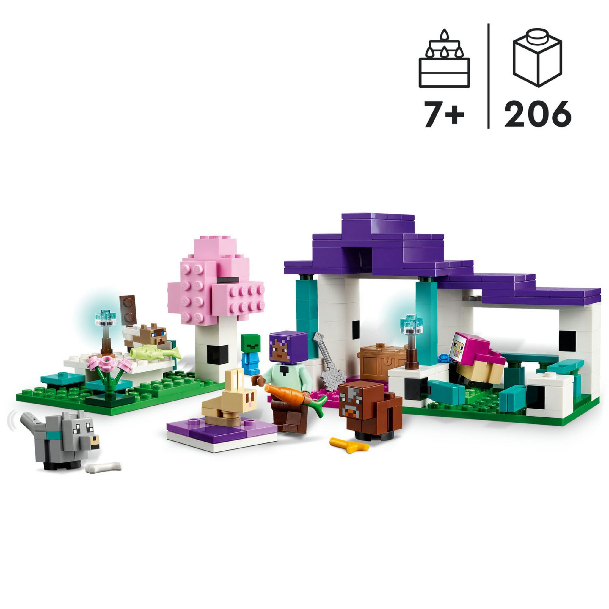 Voir la diapositive 4 : LEGO Minecraft 21253 Le Sanctuaire Animalier, Jouet de Biome Plaine, Minifigurines de Personnages et Figurines d'Animaux