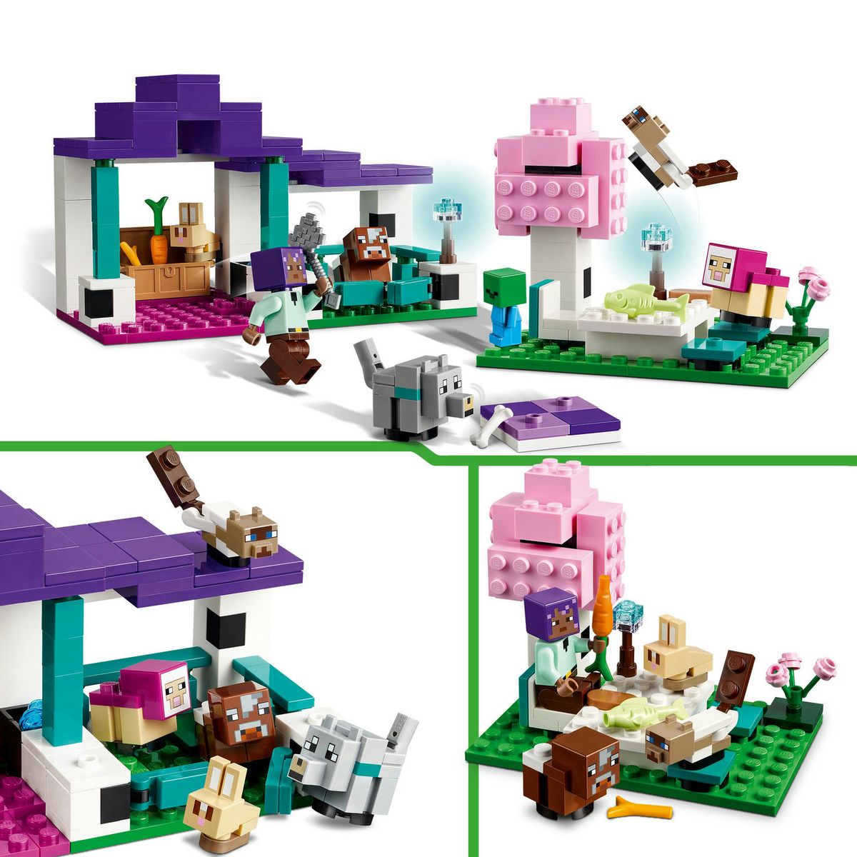 LEGO Minecraft 21253 Le Sanctuaire Animalier, Jouet de Biome Plaine, Minifigurines de Personnages et Figurines d'Animaux