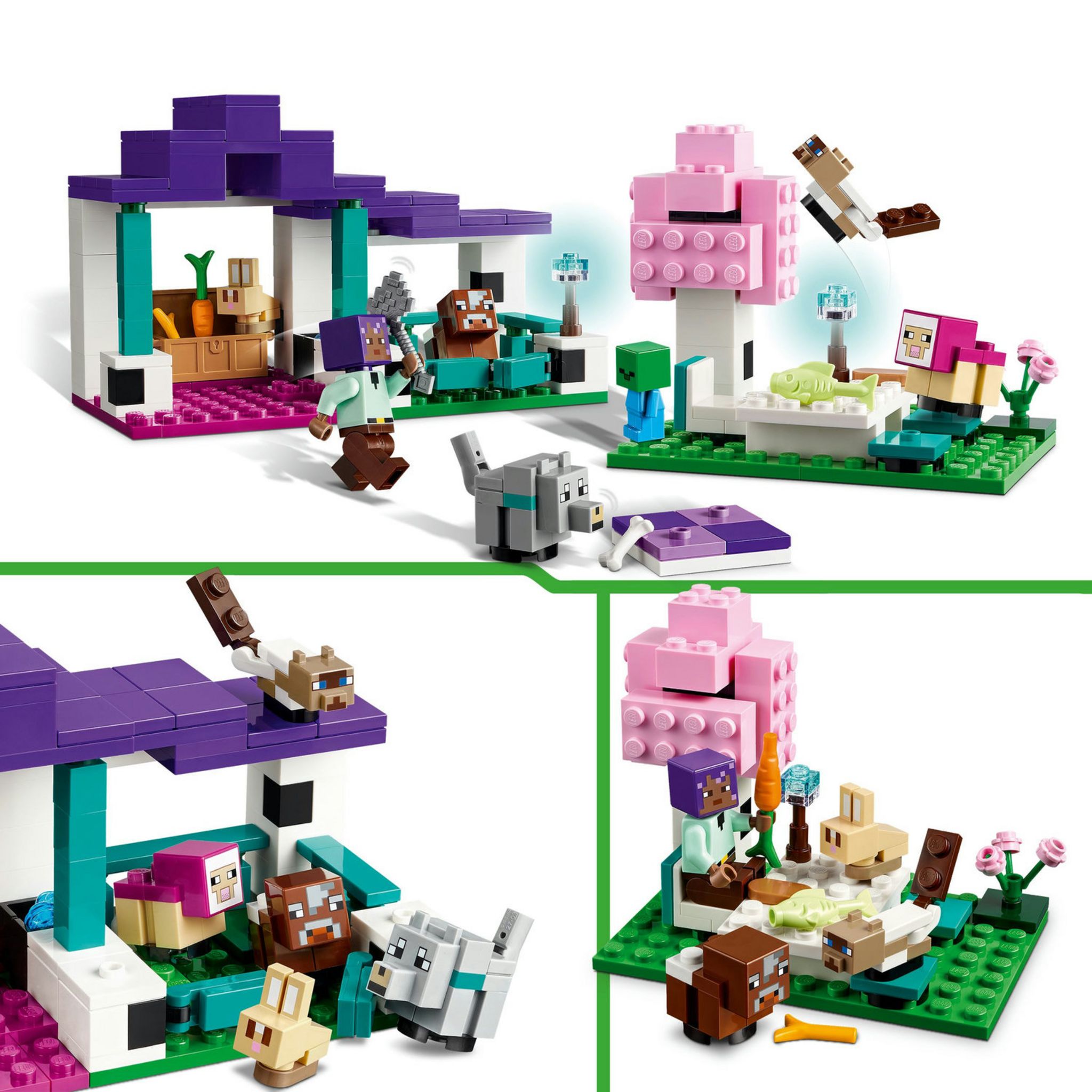 Voir la diapositive 6 : LEGO Minecraft 21253 Le Sanctuaire Animalier, Jouet de Biome Plaine, Minifigurines de Personnages et Figurines d'Animaux