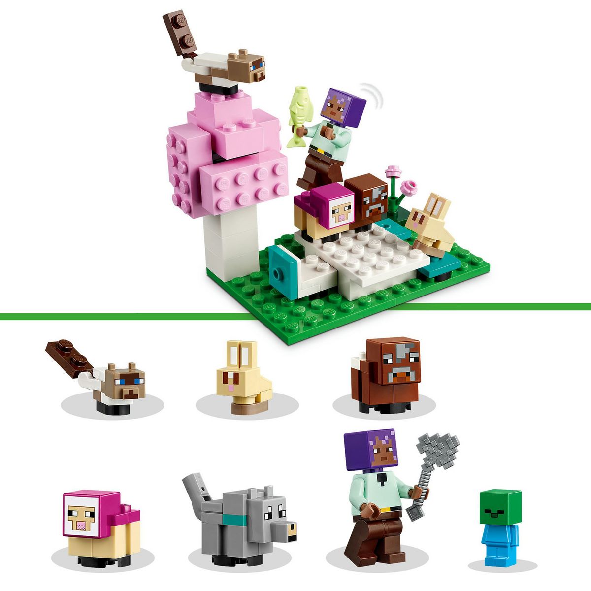 LEGO Minecraft 21253 Le Sanctuaire Animalier, Jouet de Biome Plaine, Minifigurines de Personnages et Figurines d'Animaux