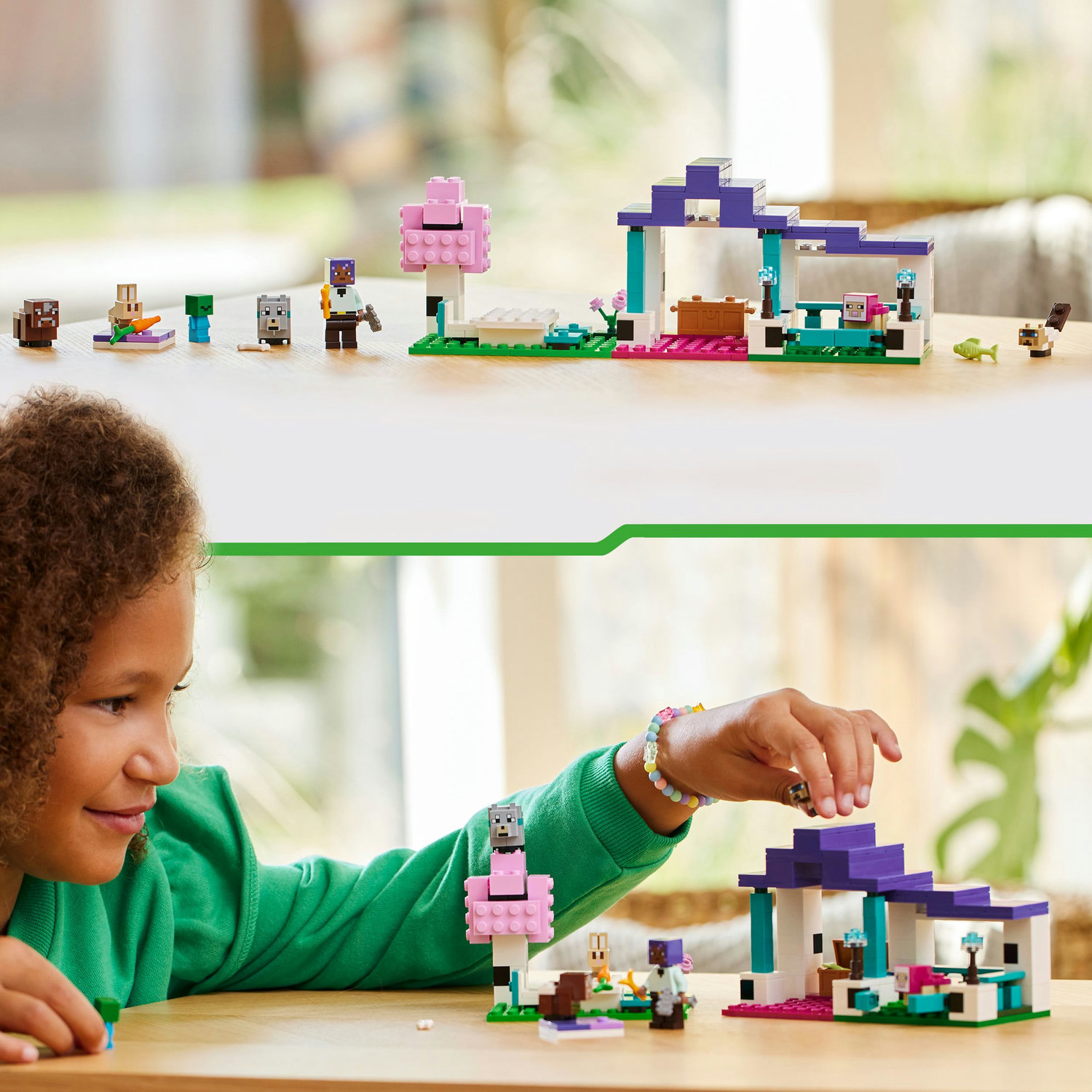 Voir la diapositive 5 : LEGO Minecraft 21253 Le Sanctuaire Animalier, Jouet de Biome Plaine, Minifigurines de Personnages et Figurines d'Animaux