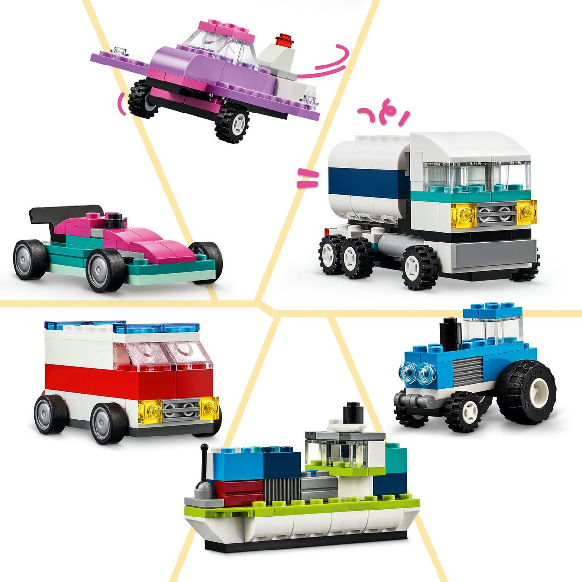 LEGO Classic 11036 Les Véhicules Créatifs, Maquette de Voiture, Véhicule de Police, Camion et Autres