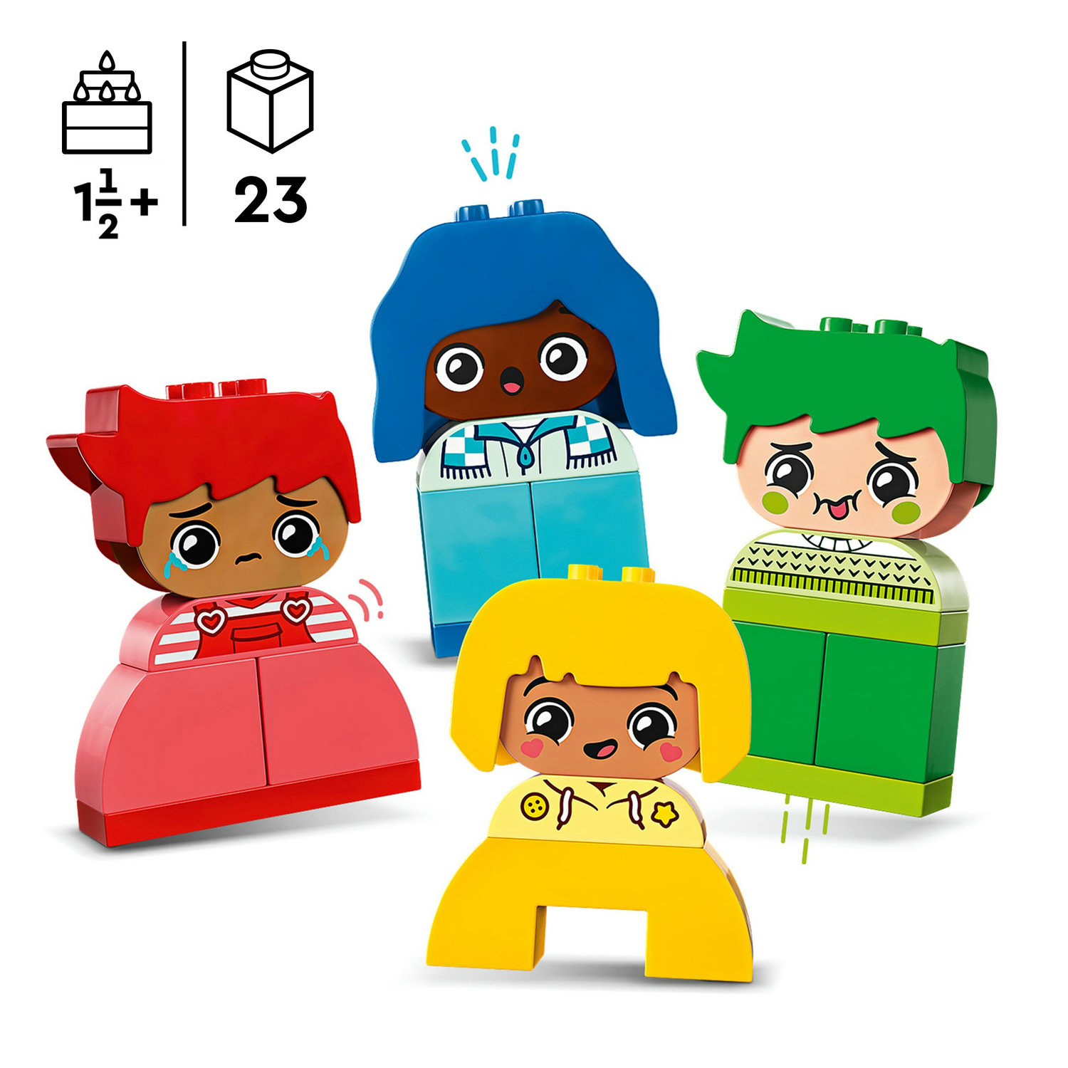 Voir la diapositive 3 : LEGO DUPLO My First 10415 Fortes Émotions et Grands Sentiments, Jouet pour Bébés, 23 Briques Colorées et 4 Personnages