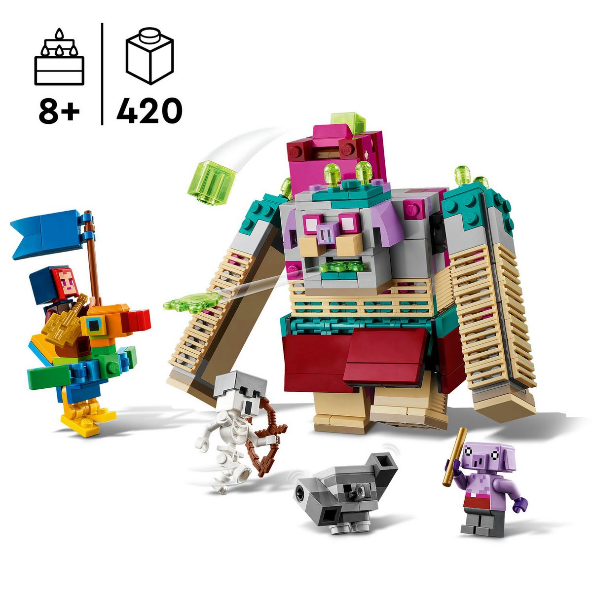 LEGO Minecraft Legends 21257 L'Attaque du Dévoreur, Jouet de Construction de Personnage, Set avec Figurines de Héros