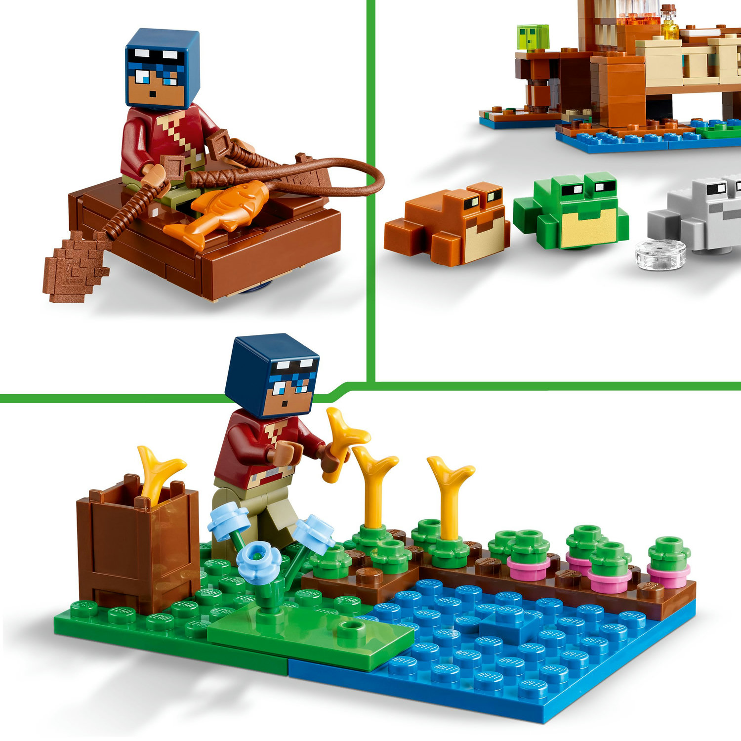 Voir la diapositive 5 : LEGO Minecraft 21256 La Maison de la Grenouille, Jouet avec Figurines d'Animaux, Personnages : Zombie et Explorateur