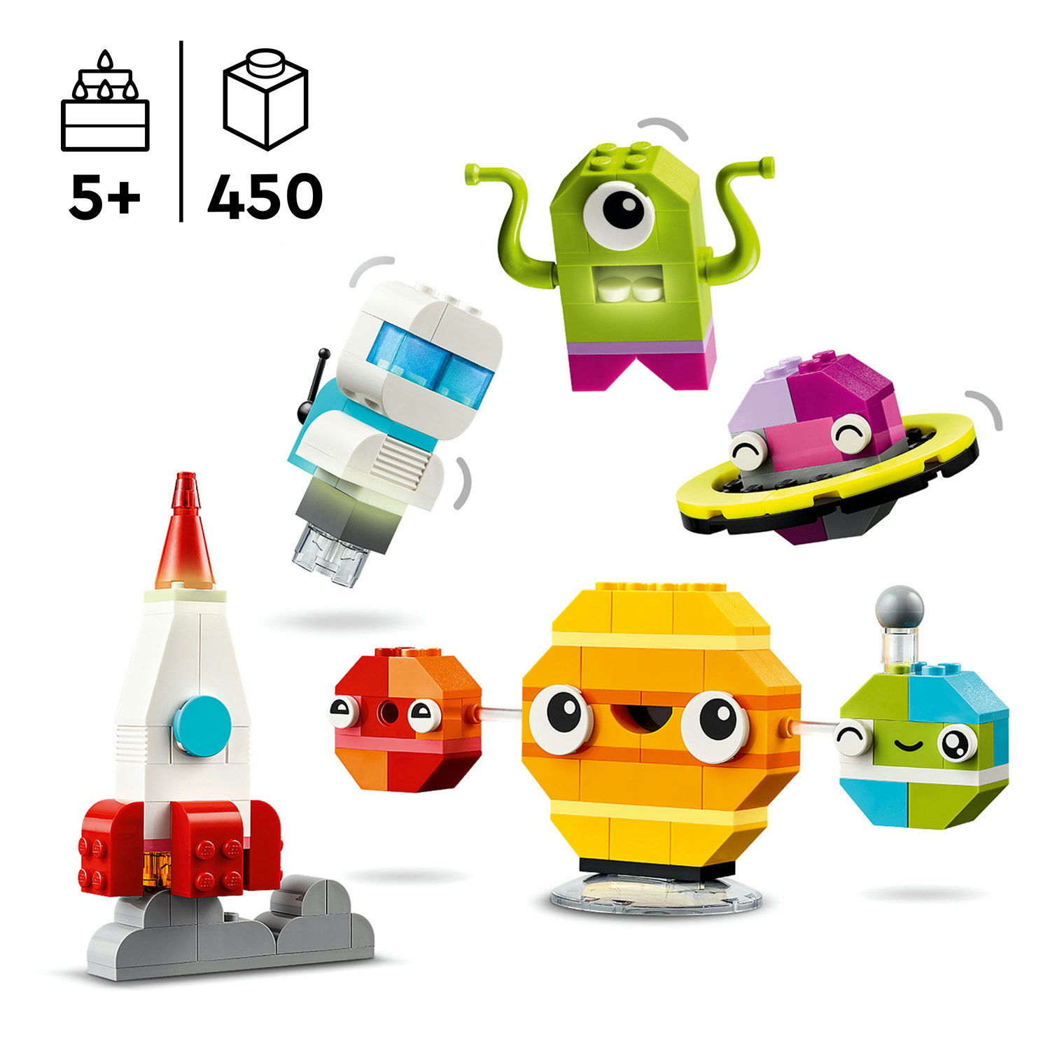 Voir la diapositive 3 : LEGO Classic 11037 Les Planètes Créatives, Jouet sur le Système Solaire, Set de Construction de Navette Fusée