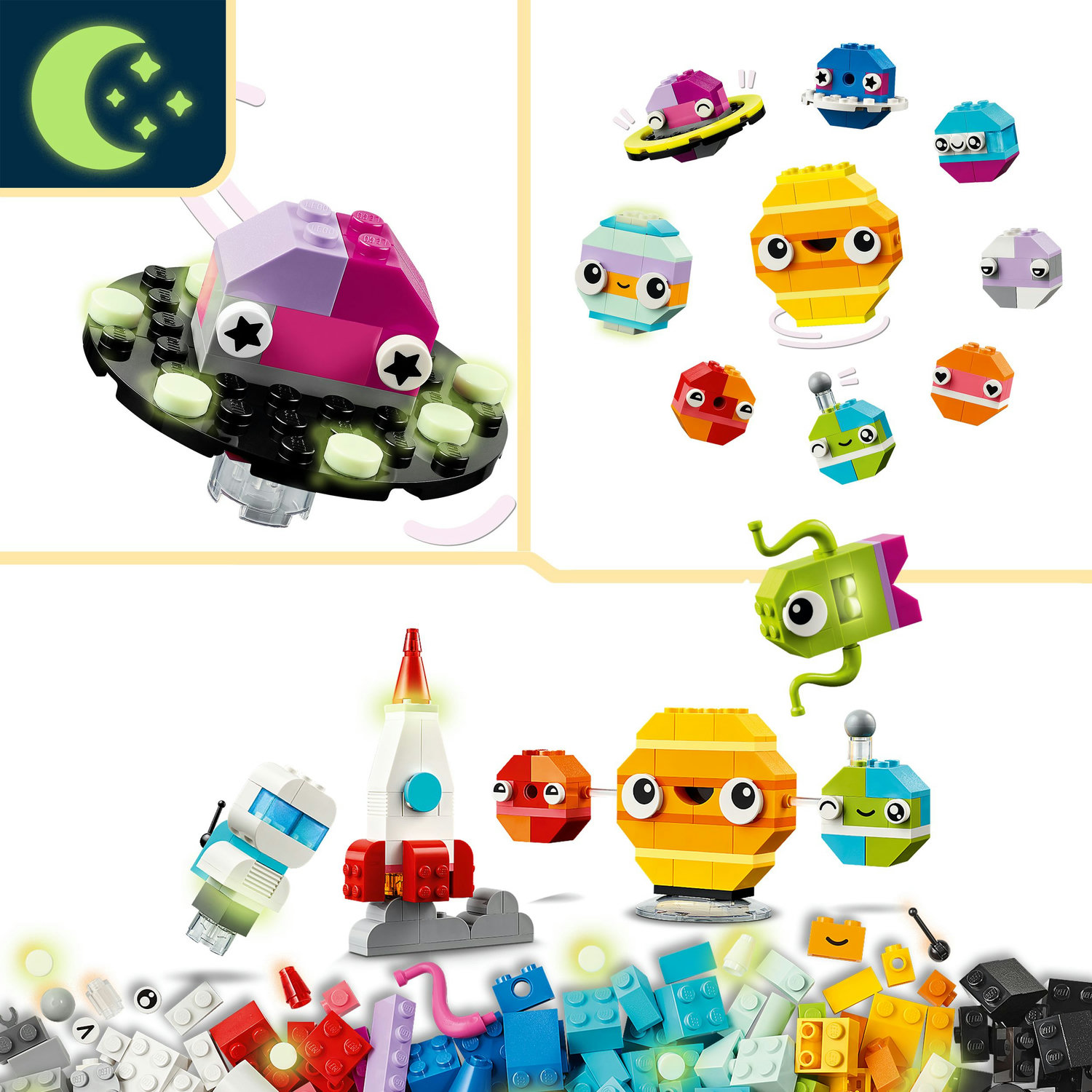 Voir la diapositive 4 : LEGO Classic 11037 Les Planètes Créatives, Jouet sur le Système Solaire, Set de Construction de Navette Fusée