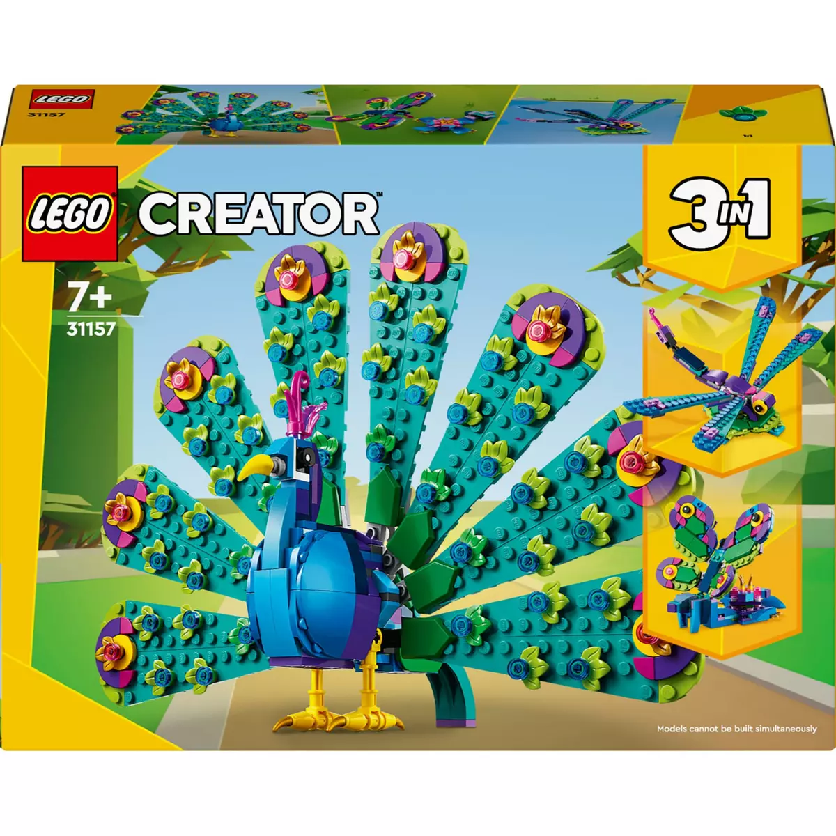 LEGO Creator 3en1 31157 Le Paon Exotique, Jouets Animaux avec Paon