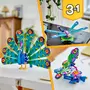 LEGO Creator 3en1 31157 Le Paon Exotique, Jouets Animaux avec Paon, Libellule et Papillon, pour la Chambre d'Enfant