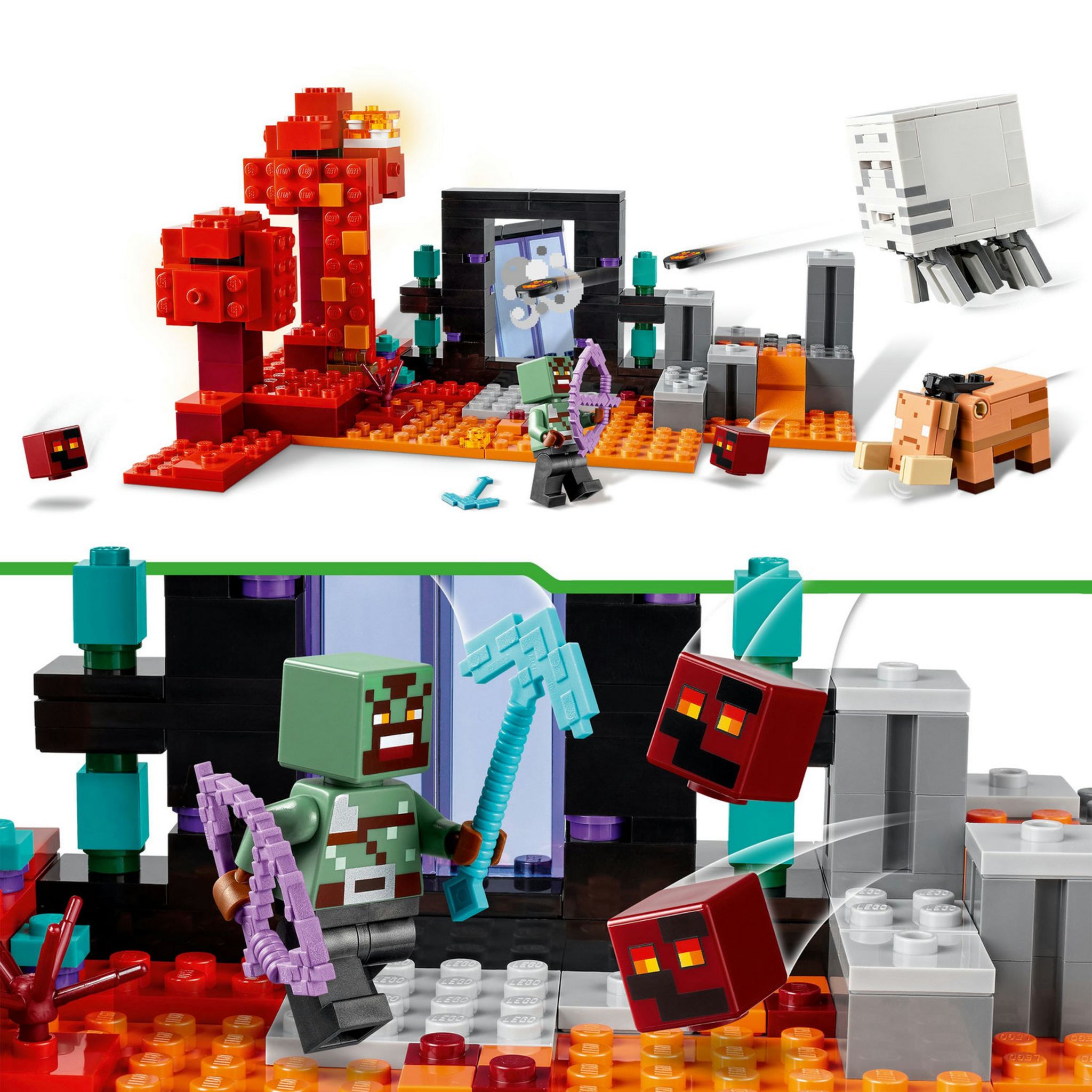 Voir la diapositive 5 : LEGO Minecraft 21255 L'Embuscade au Portail du Nether, Jouet avec Scènes de Bataille et Minifigurines, Figurine Hoglin