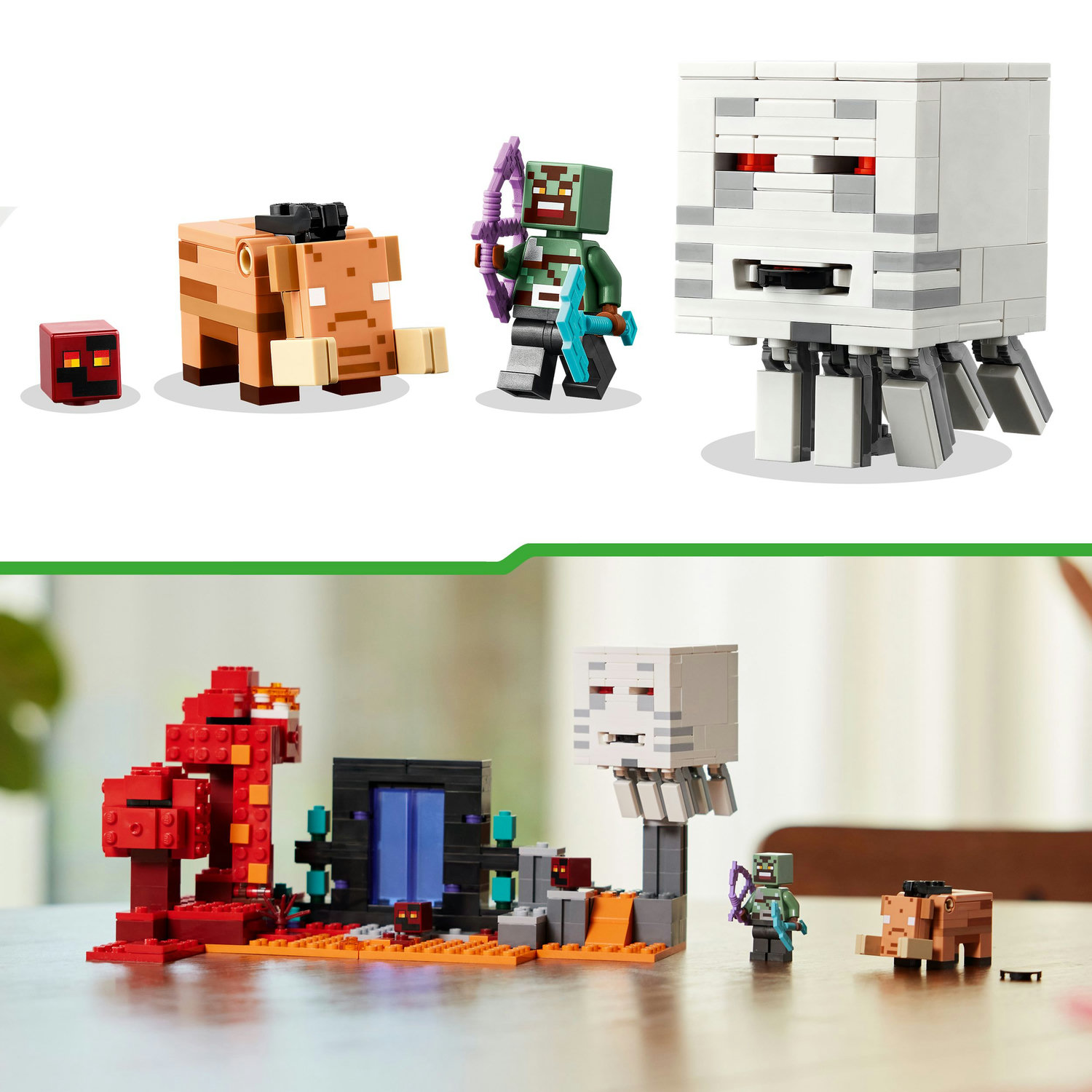 Voir la diapositive 7 : LEGO Minecraft 21255 L'Embuscade au Portail du Nether, Jouet avec Scènes de Bataille et Minifigurines, Figurine Hoglin