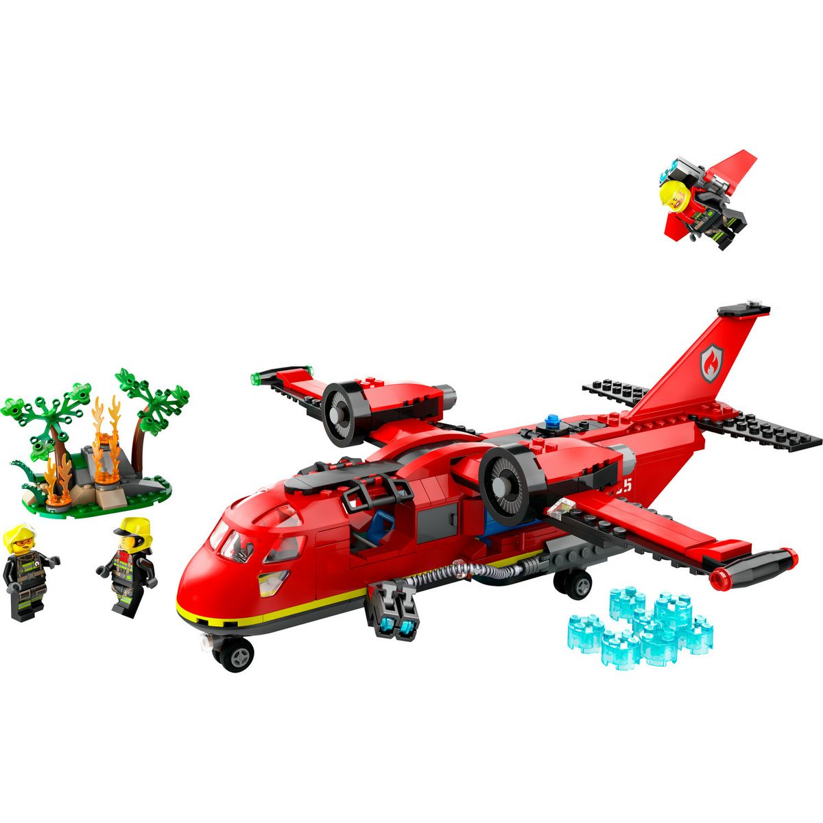 LEGO City 60413 L'Avion de Sauvetage des Pompiers, Jouet avec 3 Minifigurines de Pilote, Pompière
