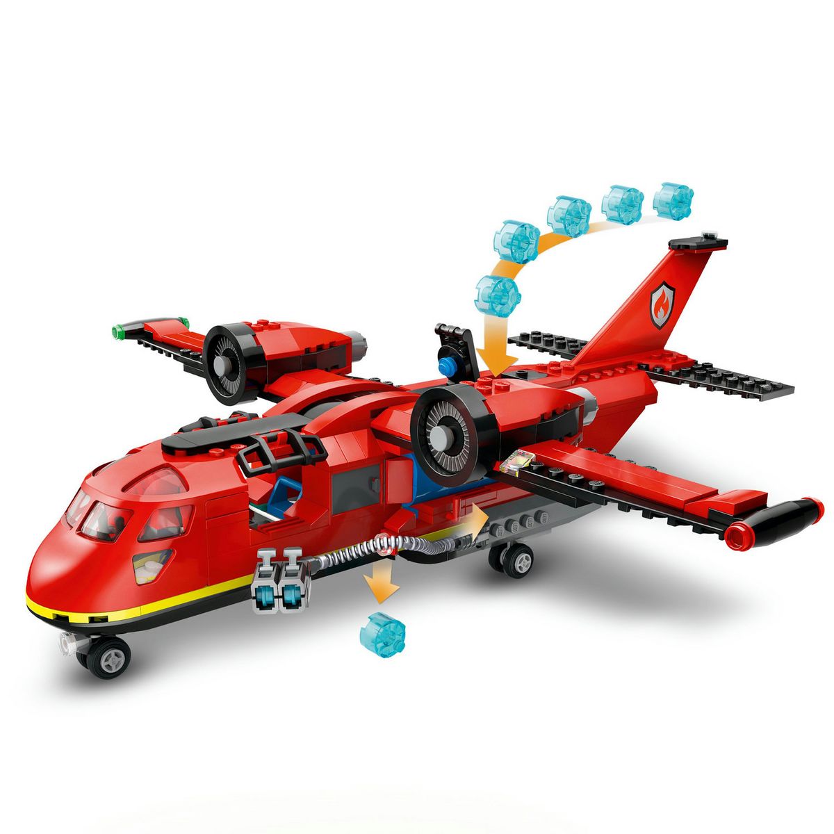 LEGO City 60413 L'Avion de Sauvetage des Pompiers, Jouet avec 3 Minifigurines de Pilote, Pompière