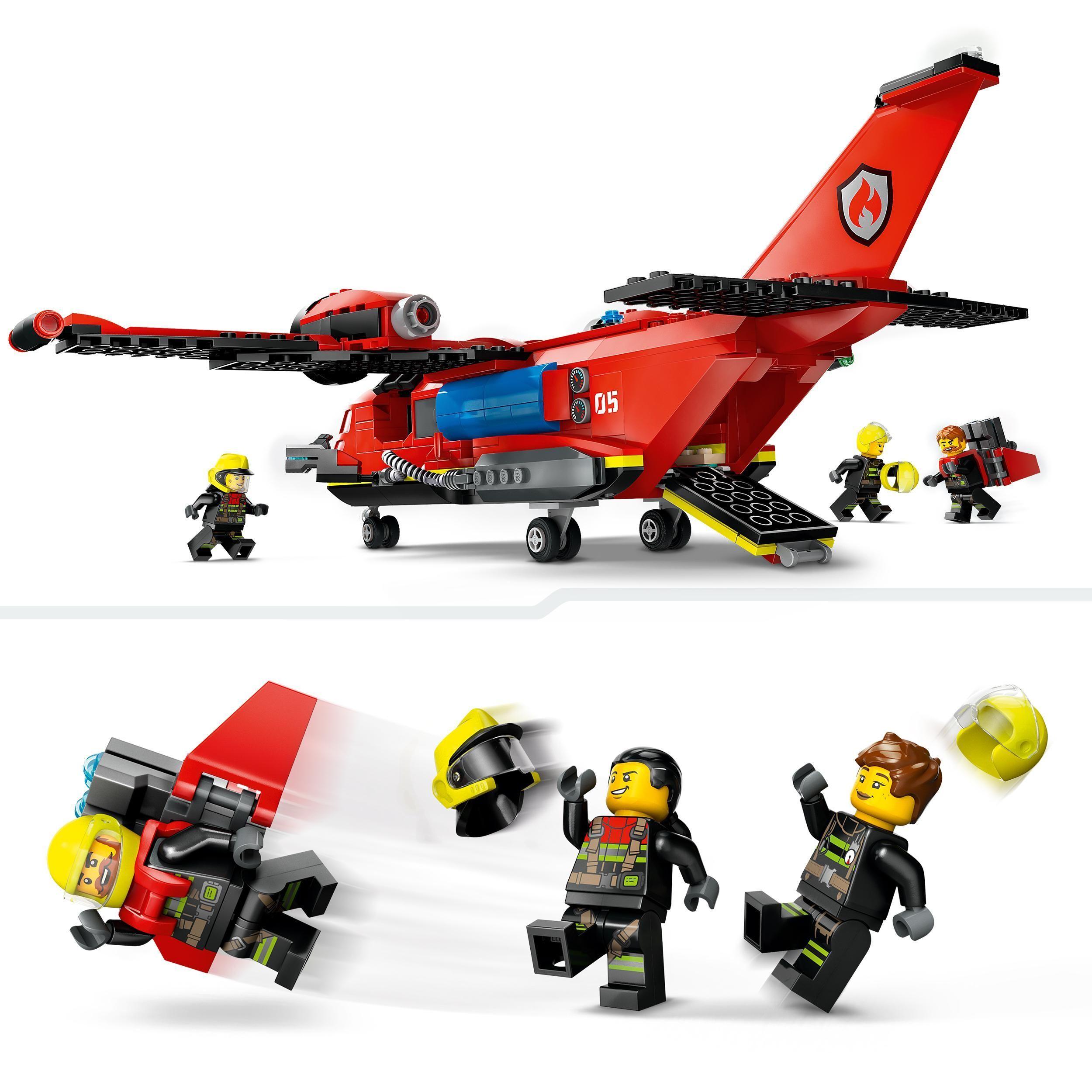 Voir la diapositive 5 : LEGO City 60413 L'Avion de Sauvetage des Pompiers, Jouet avec 3 Minifigurines de Pilote, Pompière