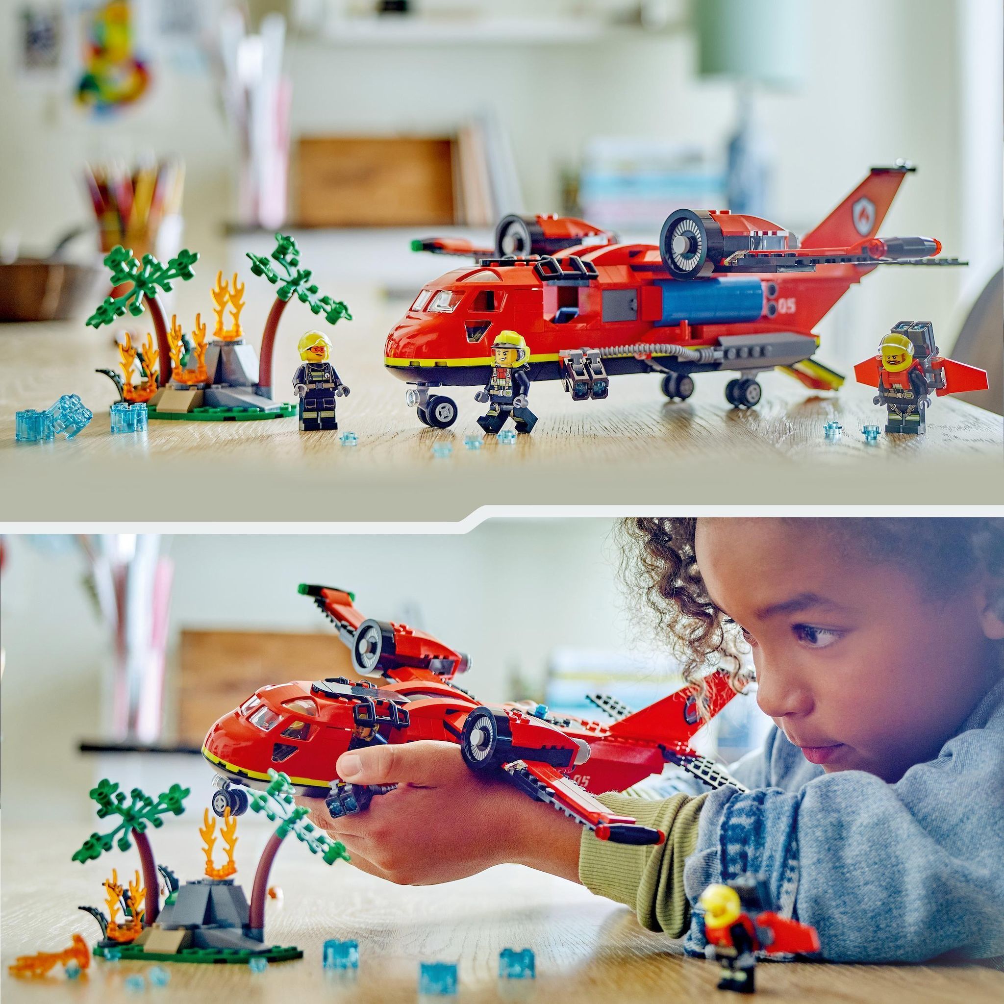 Voir la diapositive 7 : LEGO City 60413 L'Avion de Sauvetage des Pompiers, Jouet avec 3 Minifigurines de Pilote, Pompière