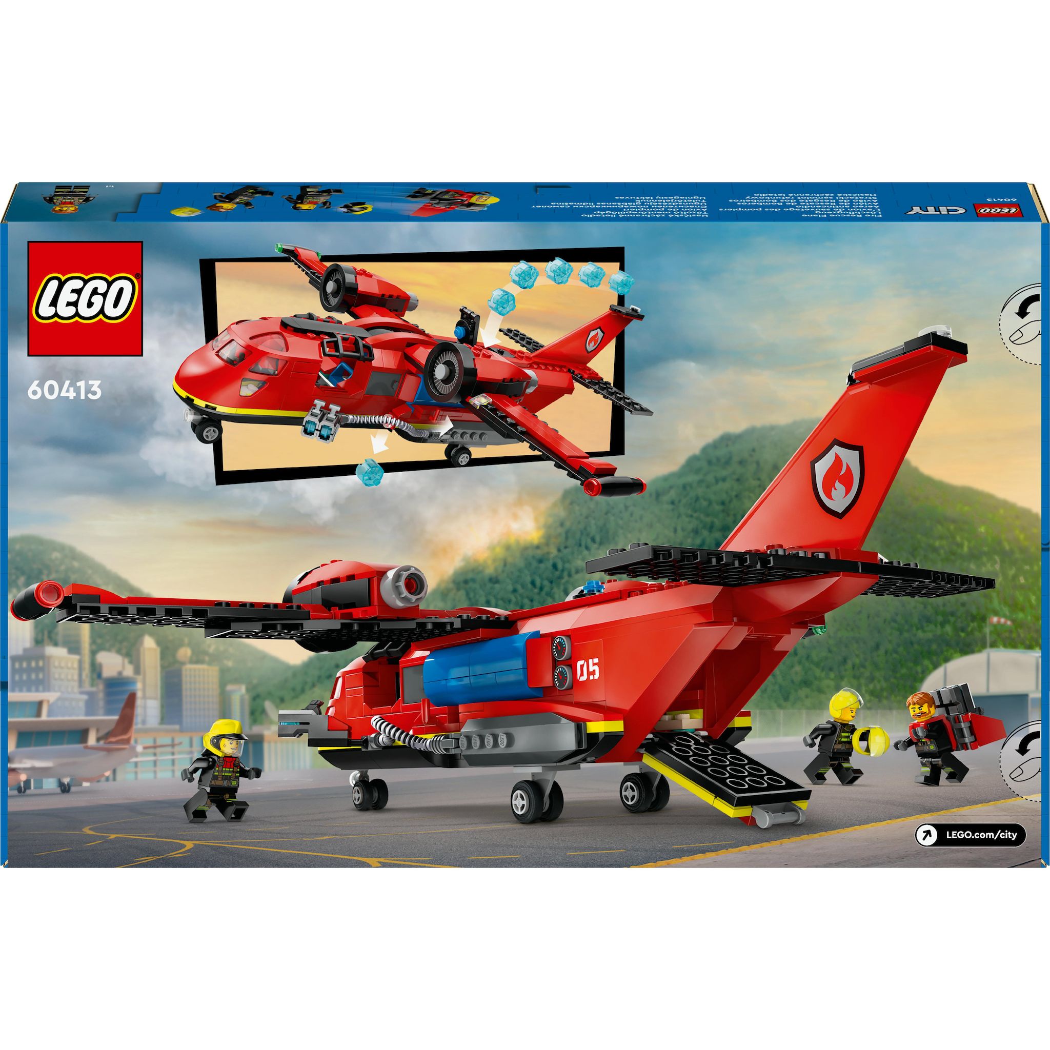 Voir la diapositive 8 : LEGO City 60413 L'Avion de Sauvetage des Pompiers, Jouet avec 3 Minifigurines de Pilote, Pompière