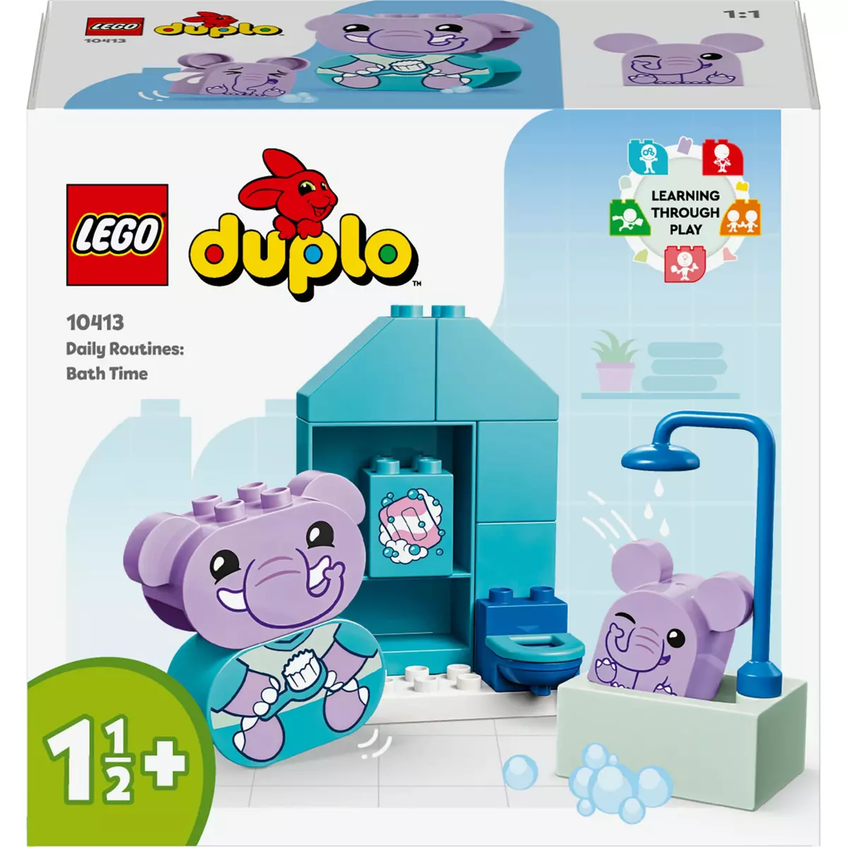 LEGO DUPLO My First 10413 Mes Rituels Quotidiens - Le Bain, Jouet Éducatif pour Bébés, Inclut 2 Figurines d'Éléphants