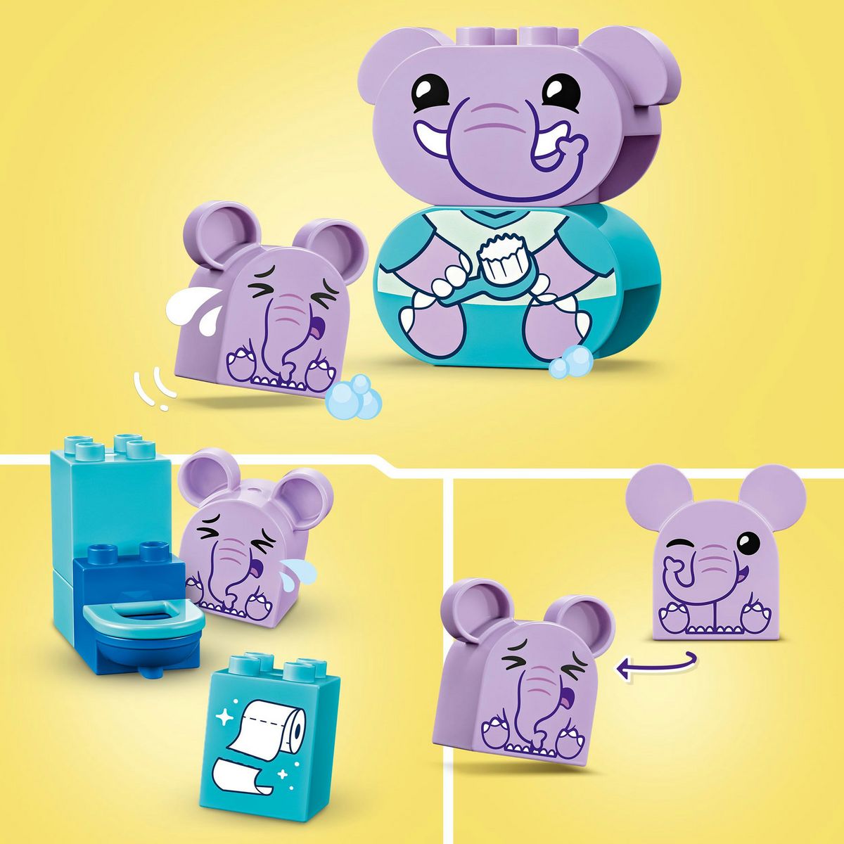 LEGO DUPLO My First 10413 Mes Rituels Quotidiens - Le Bain, Jouet Éducatif pour Bébés, Inclut 2 Figurines d'Éléphants