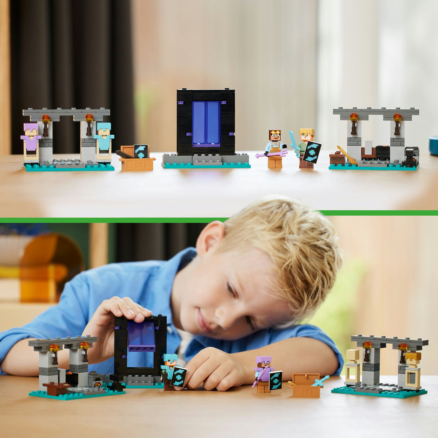 Voir la diapositive 6 : LEGO Minecraft 21252 Armurerie, Jouet avec Forge d'Armes avec Personnages de Jeu Vidéo, Alex Minifigurine